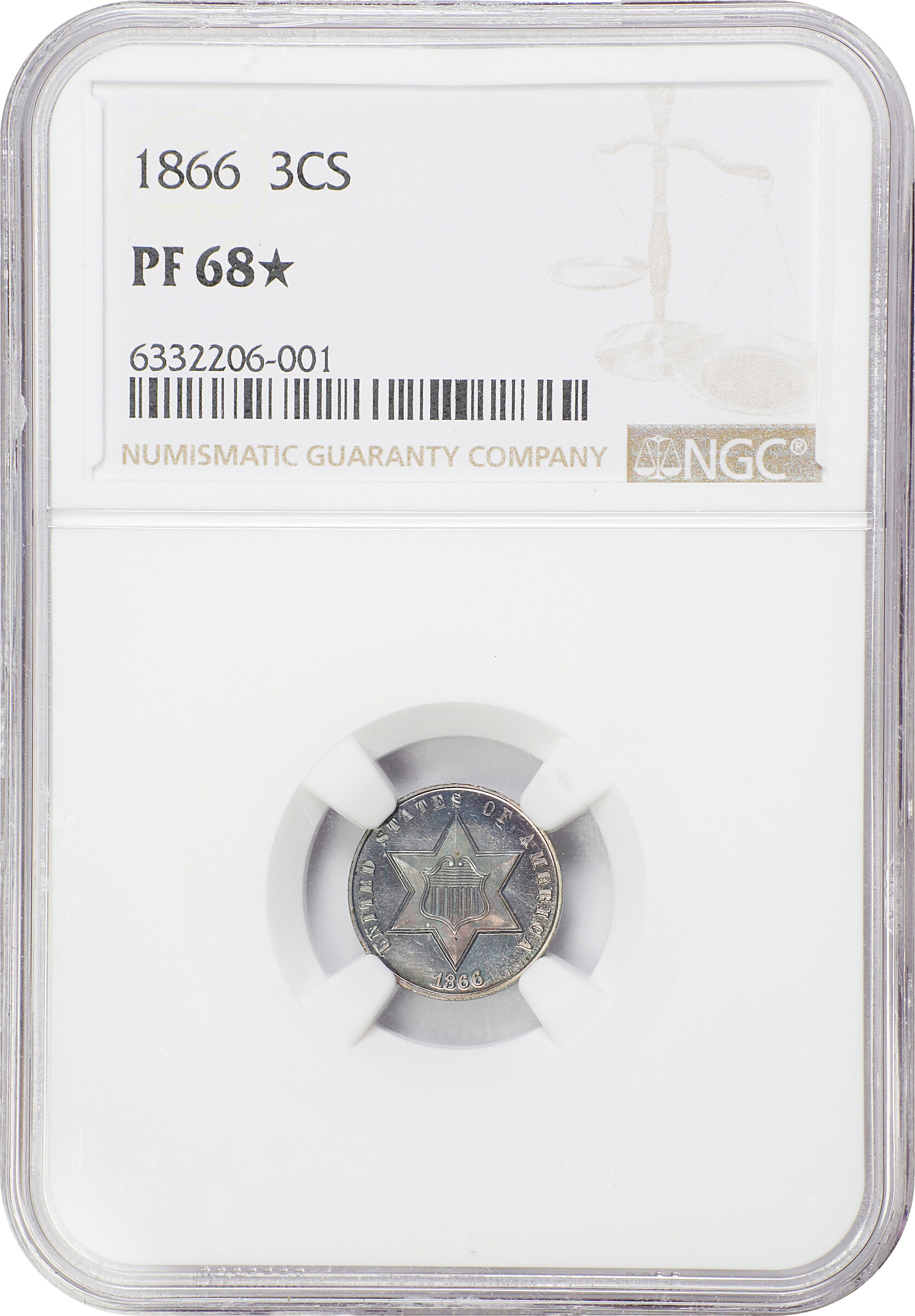 3-Cent Silver 3cS Type 3, 1859-1873 [Type] PR68 CAC thumbnail 3