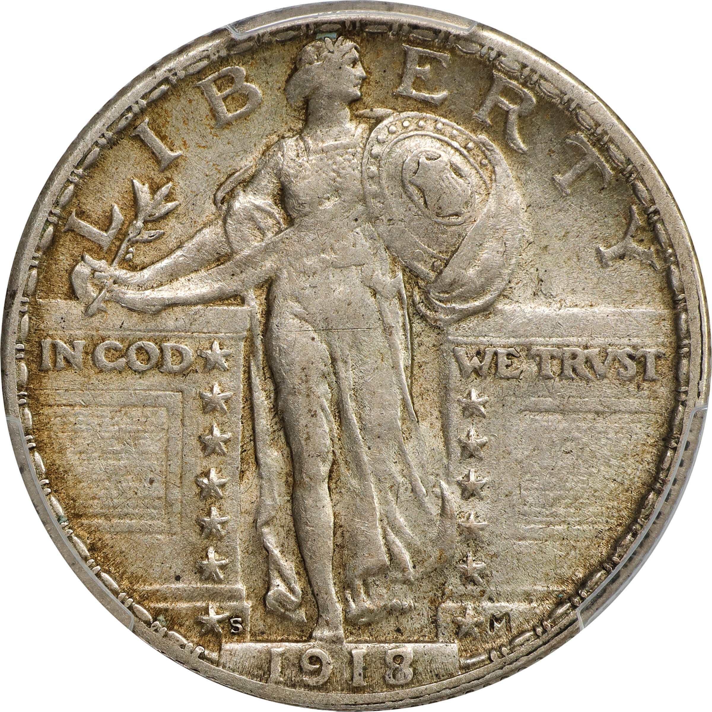 1918/7-S Standing Liberty Quarter. FS-101. AU-50 (PCGS).