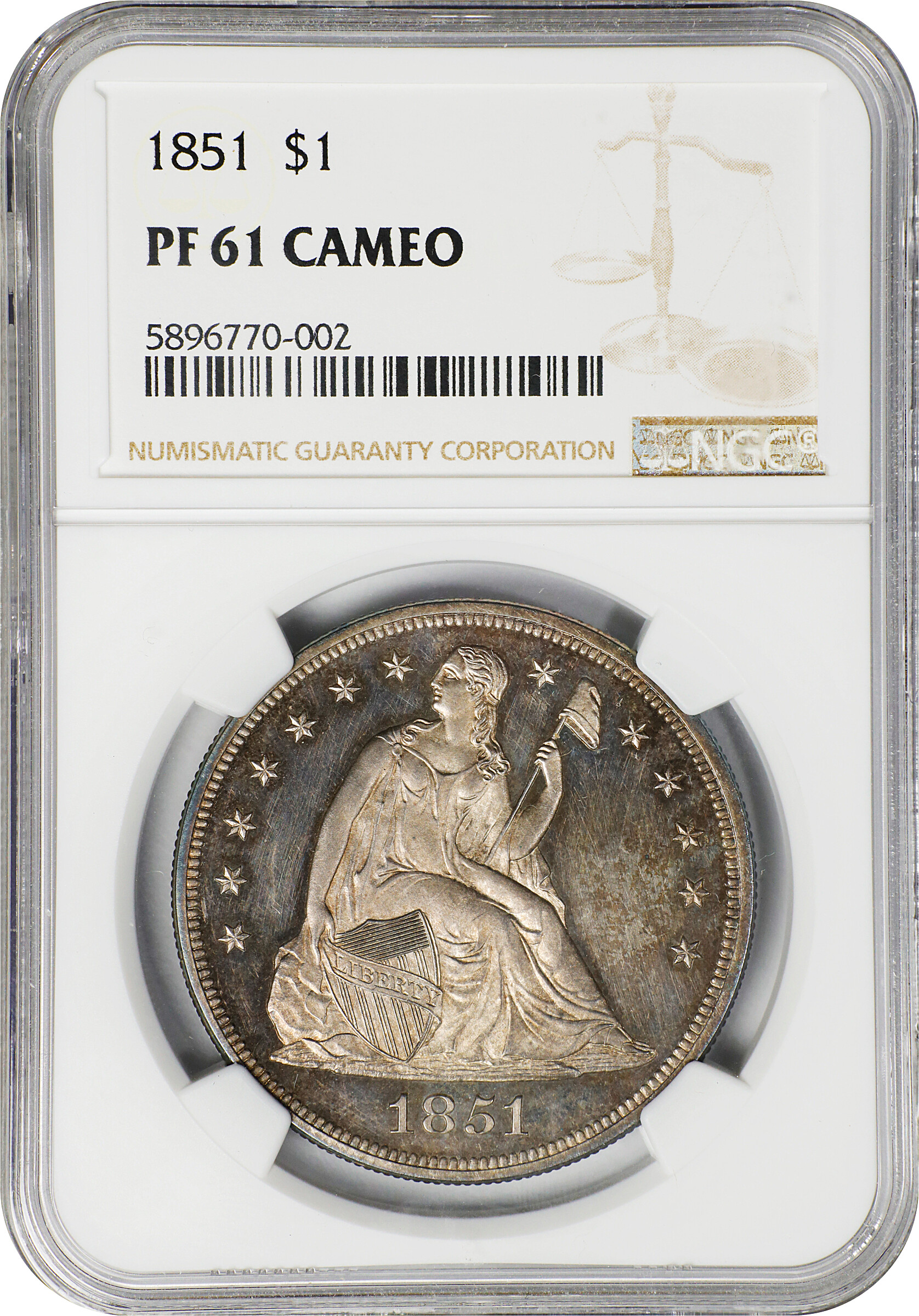 1851 $1  Restrike PR CAM PR61 CAM thumbnail 3