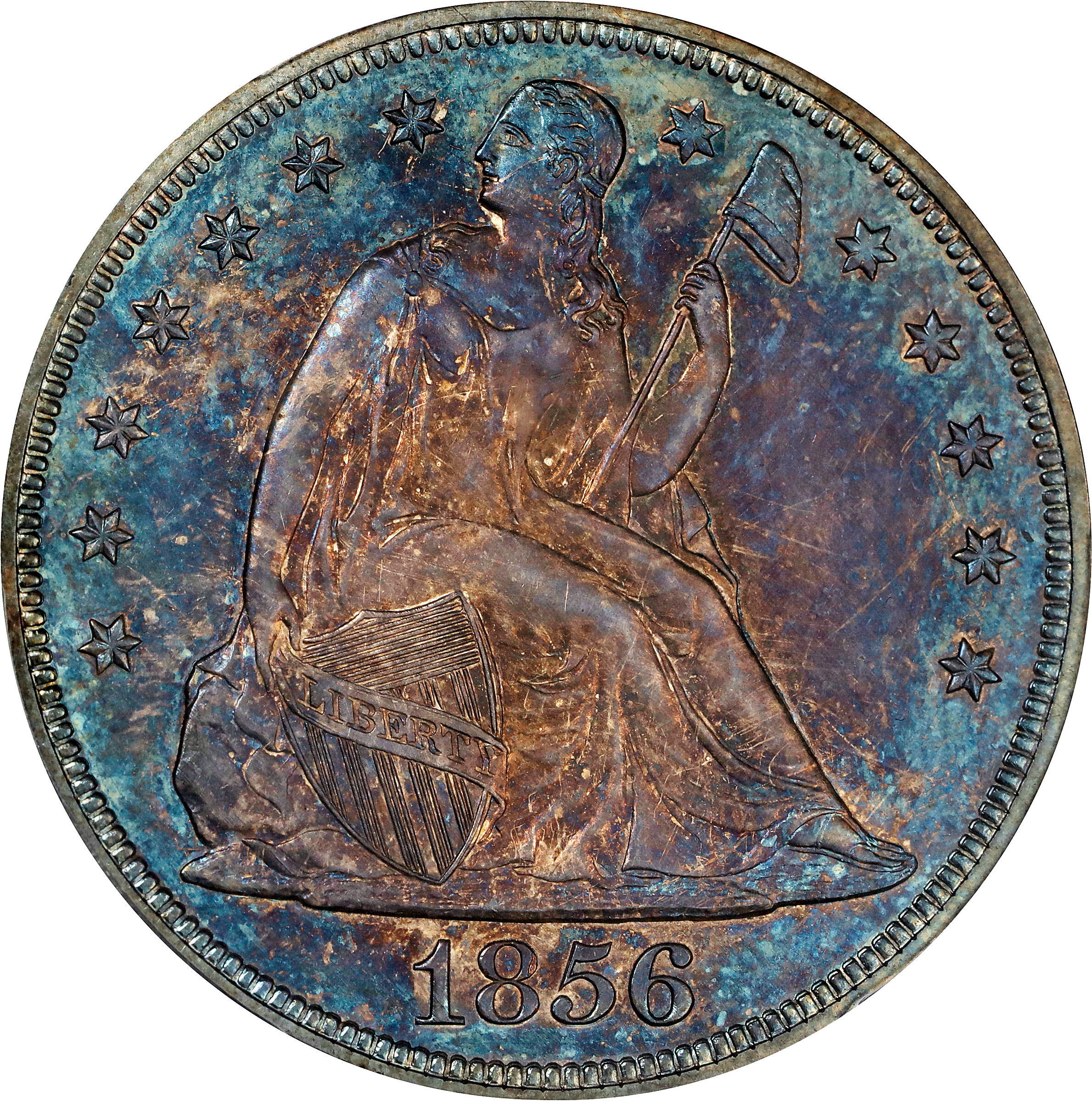 1856 Liberty Seated Silver Dollar. OC-P1. Rarity-5+. Proof-65 (PCGS). CAC.