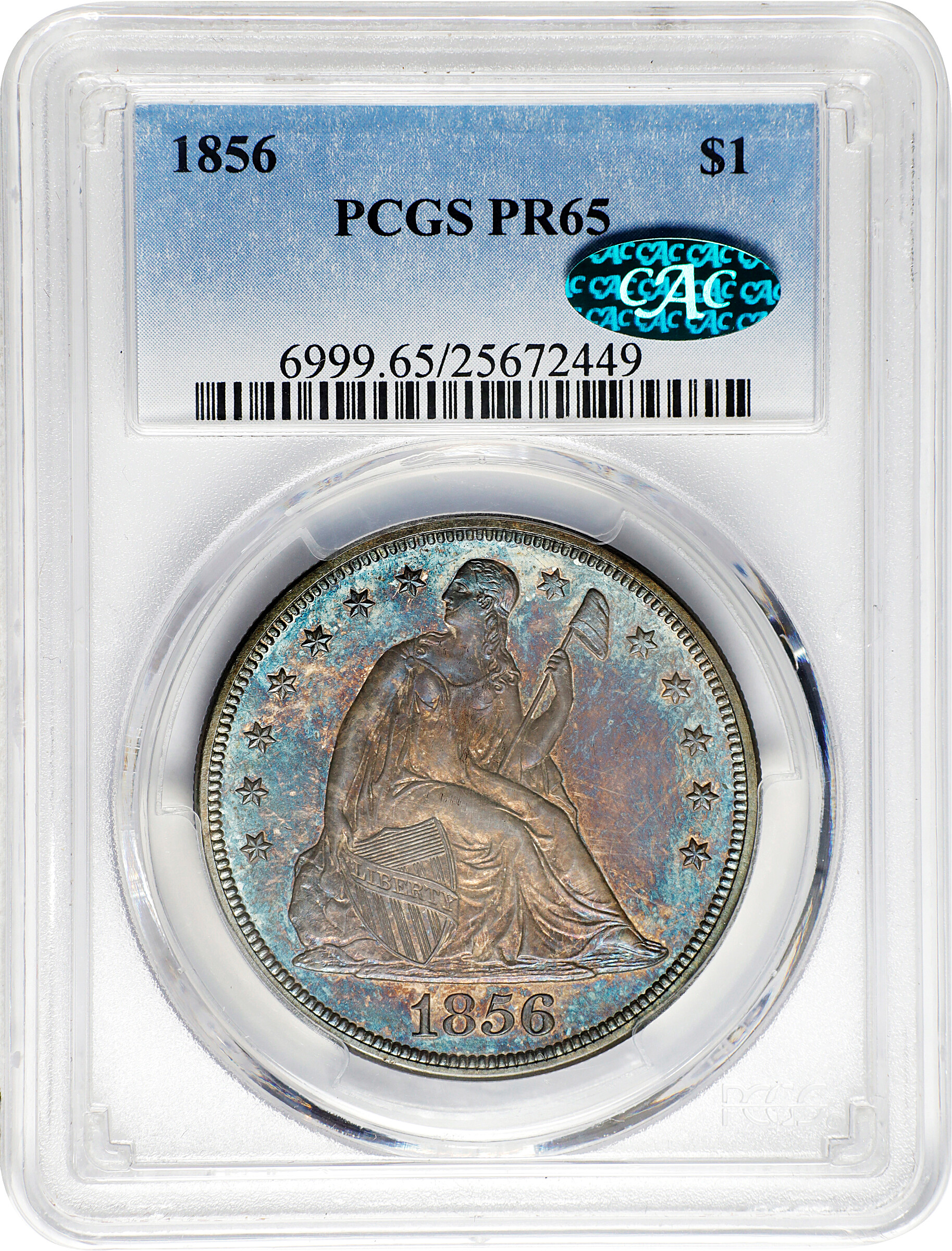 1856 $1 PR65 CAC thumbnail 3