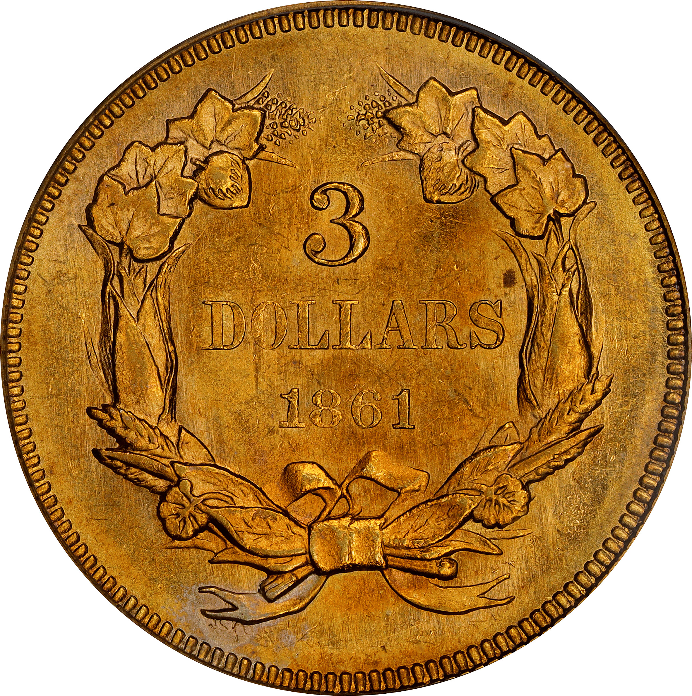 1861 $3 MS66 thumbnail 12