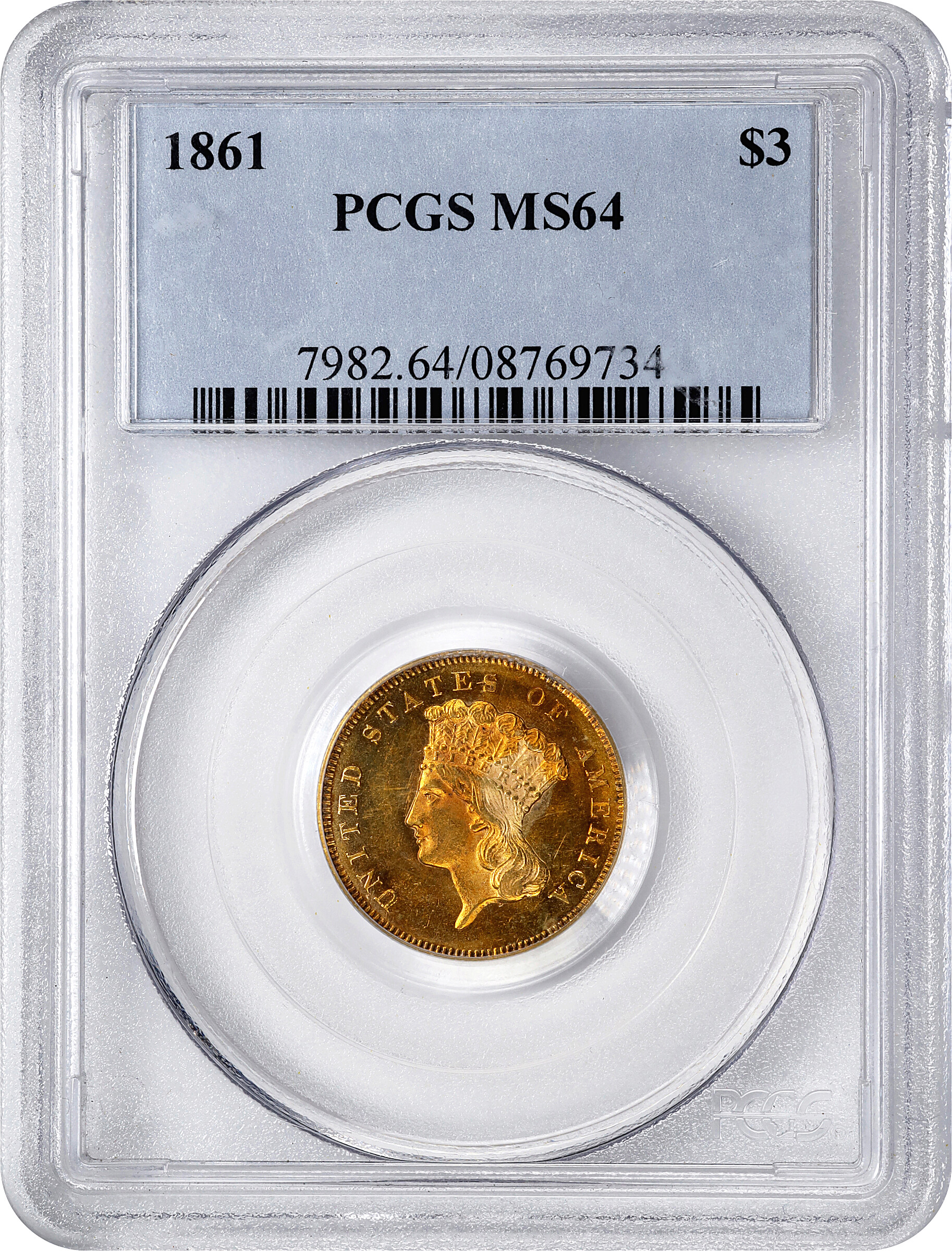 1861 $3 MS66 thumbnail 13