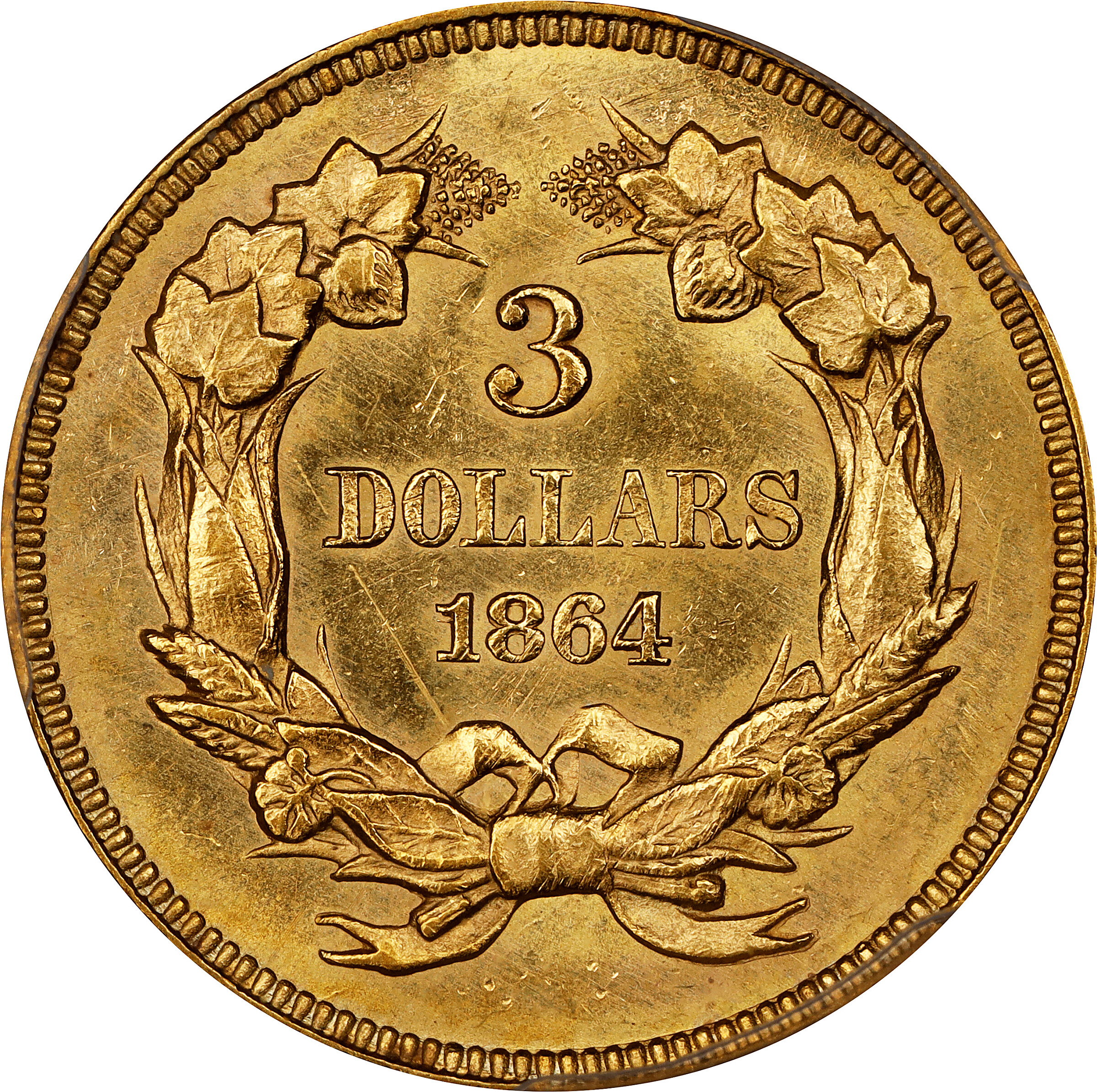 1864 $3 MS66 CAC thumbnail 14