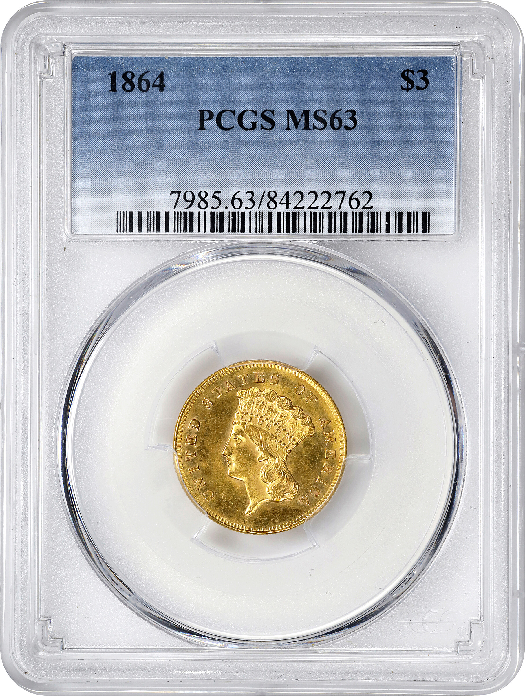 1864 $3 MS66 CAC thumbnail 15