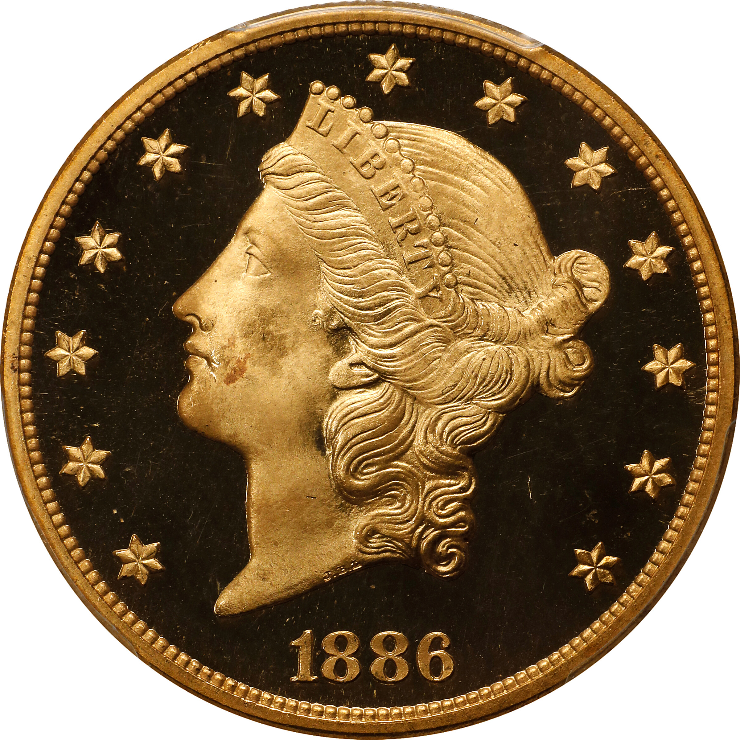 1886 Liberty Head Double Eagle. JD-1, the only known dies. Rarity-6-. Proof-67 Deep Cameo (PCGS).