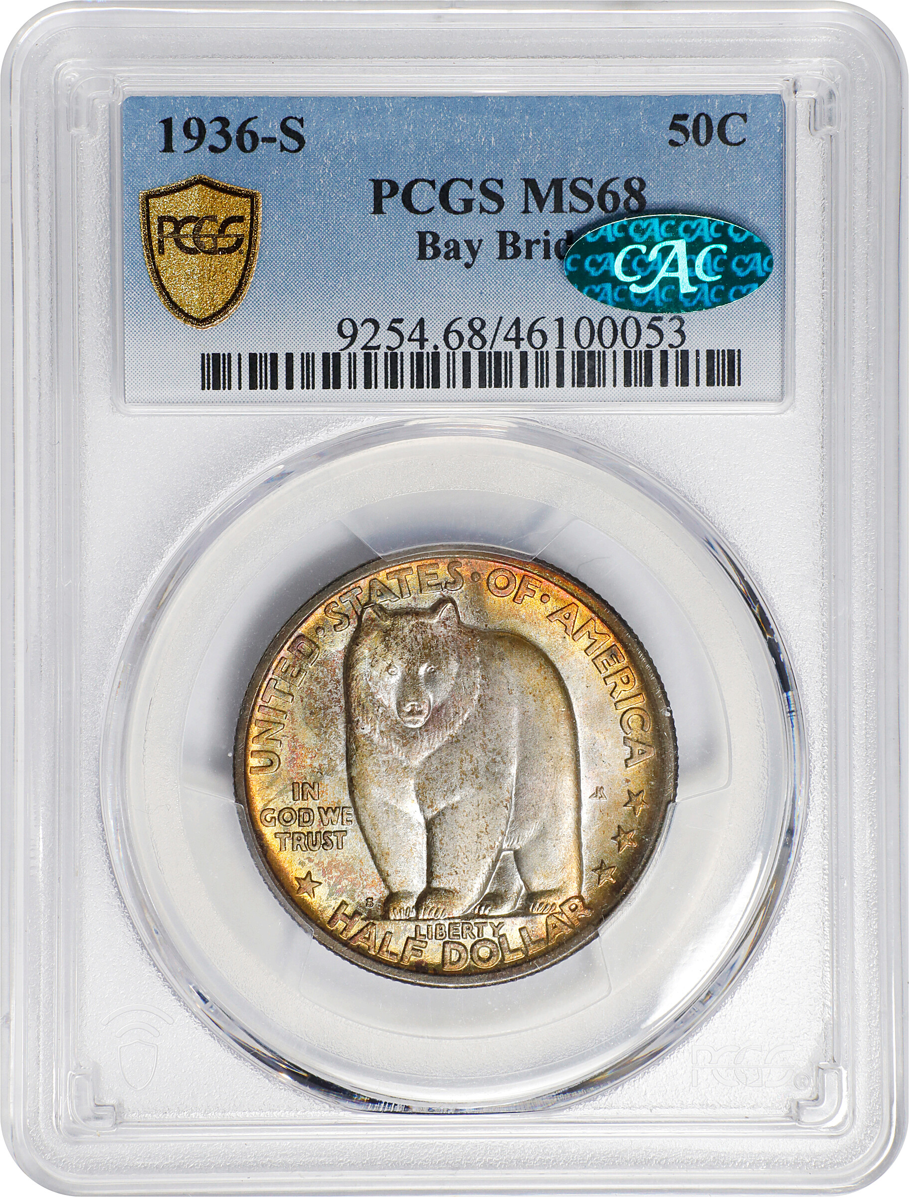 1936-S 50c Bay Bridge MS68 CAC thumbnail 3