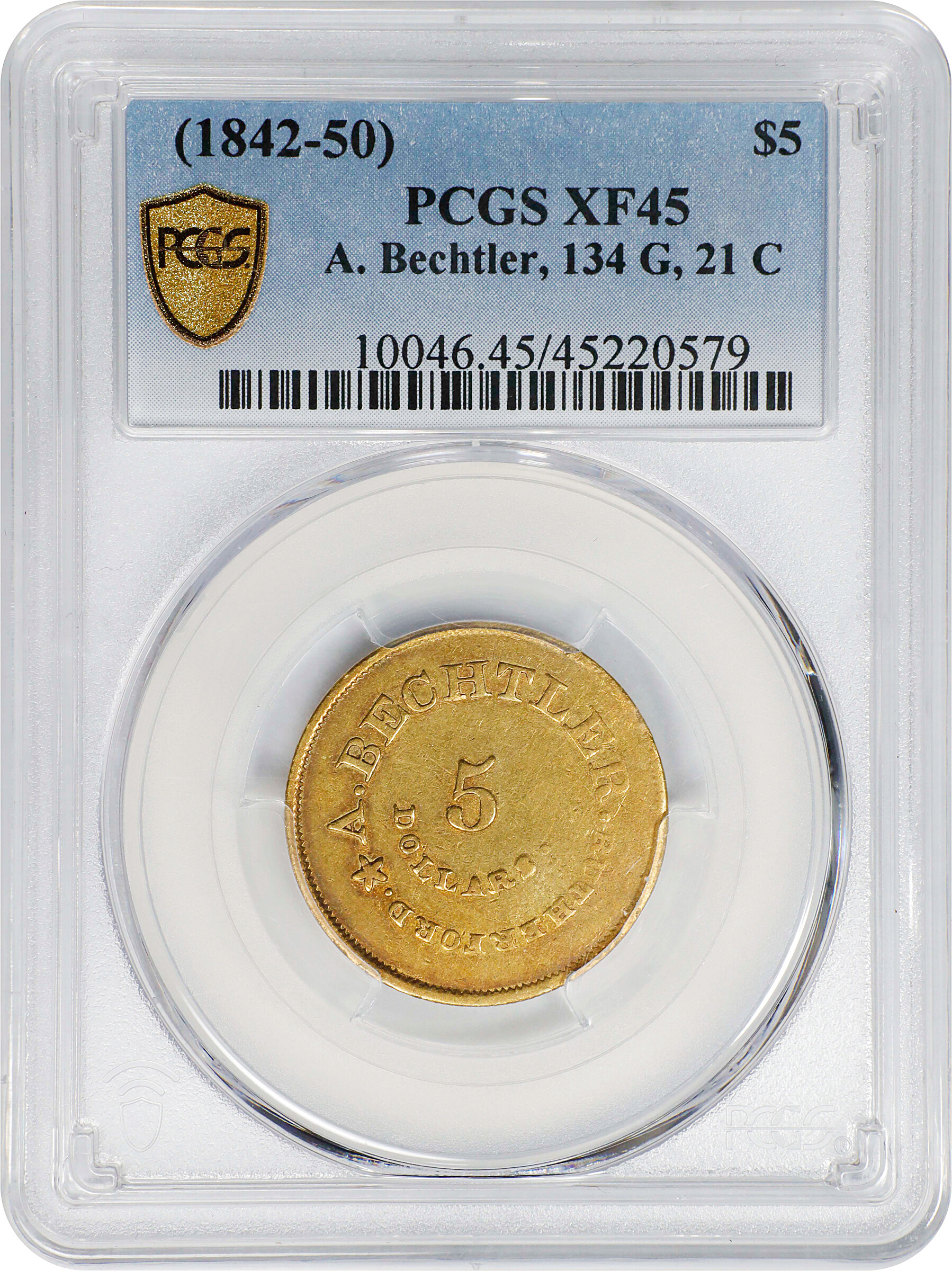 (1842-52) G$5  A.Bechtler, 134 GR, 21C, K-27 XF45 thumbnail 7