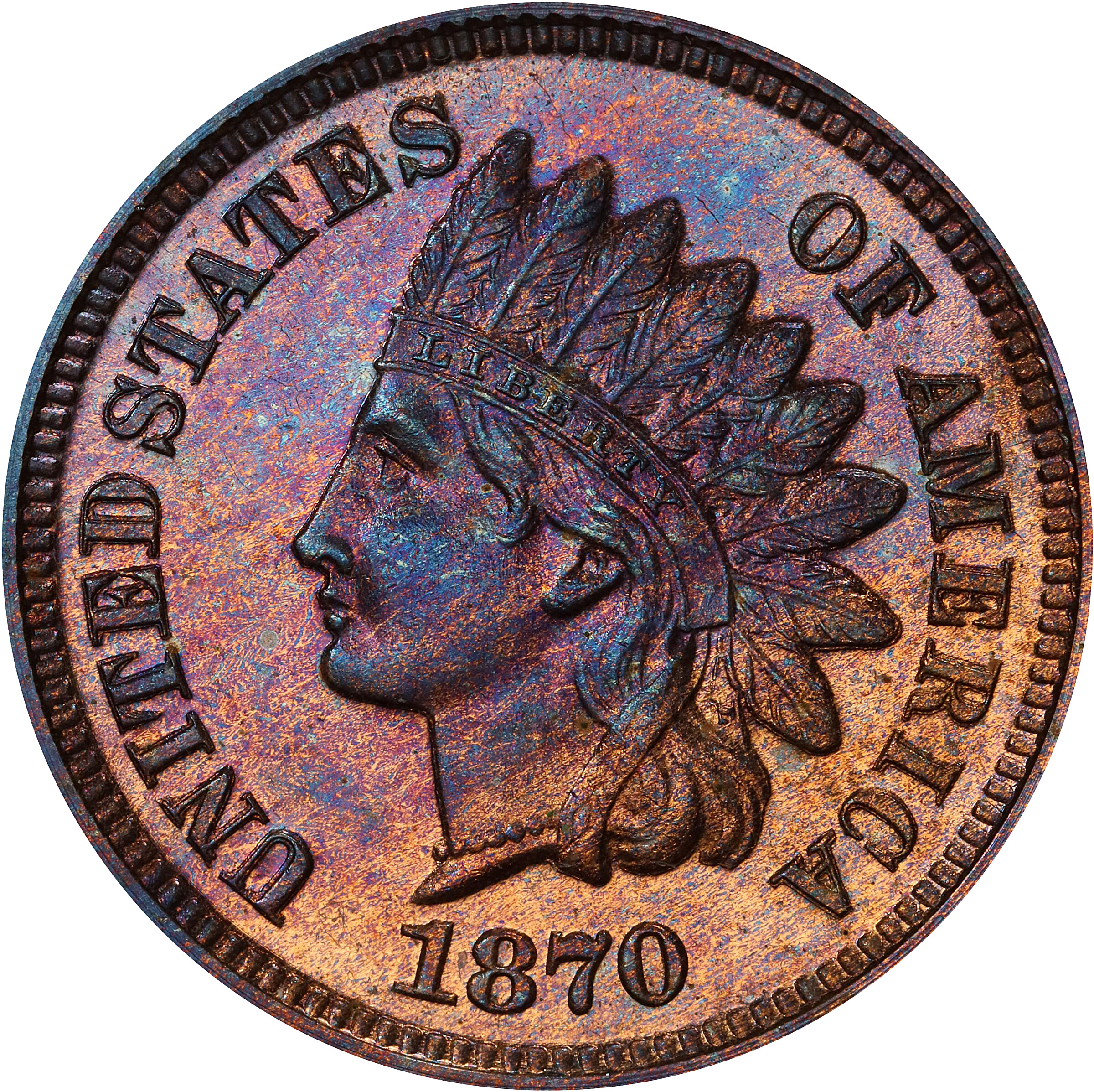 1870 Indian Cent. Proof-65 BN (PCGS). CAC.