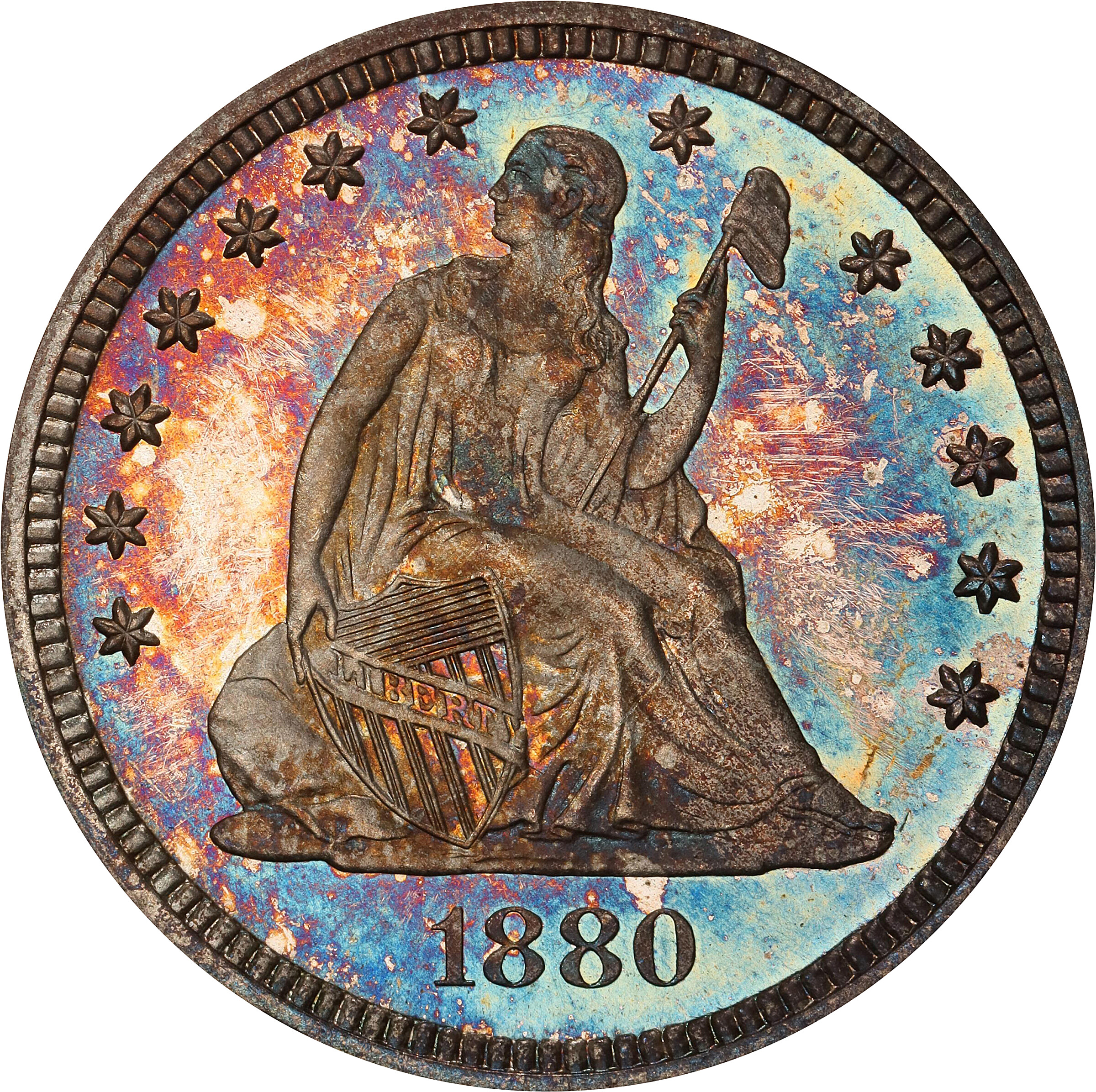 1880 Liberty Seated Quarter. Proof-67 (PCGS).