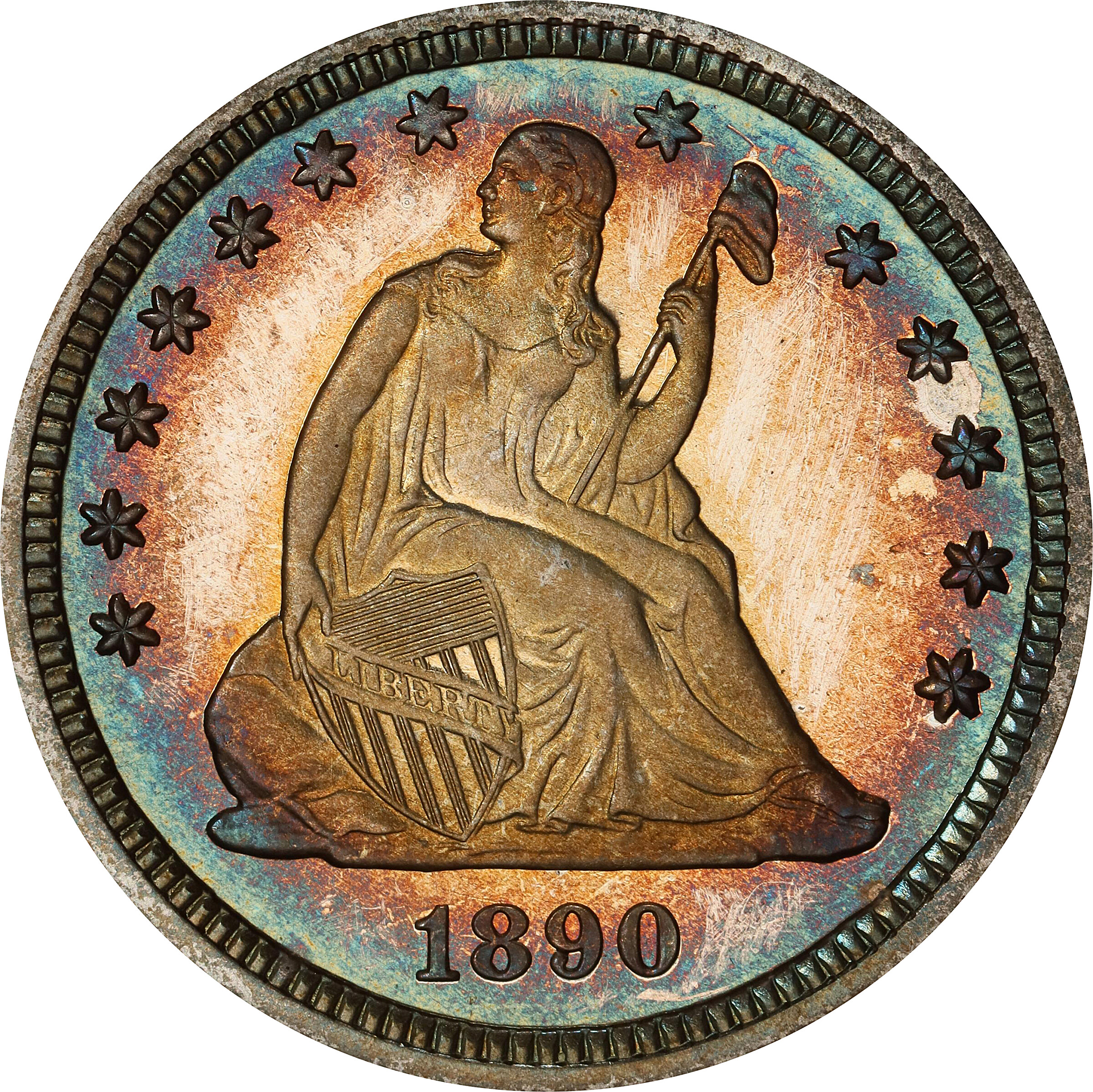 1890 Liberty Seated Quarter. Proof-66+ (PCGS). CAC.