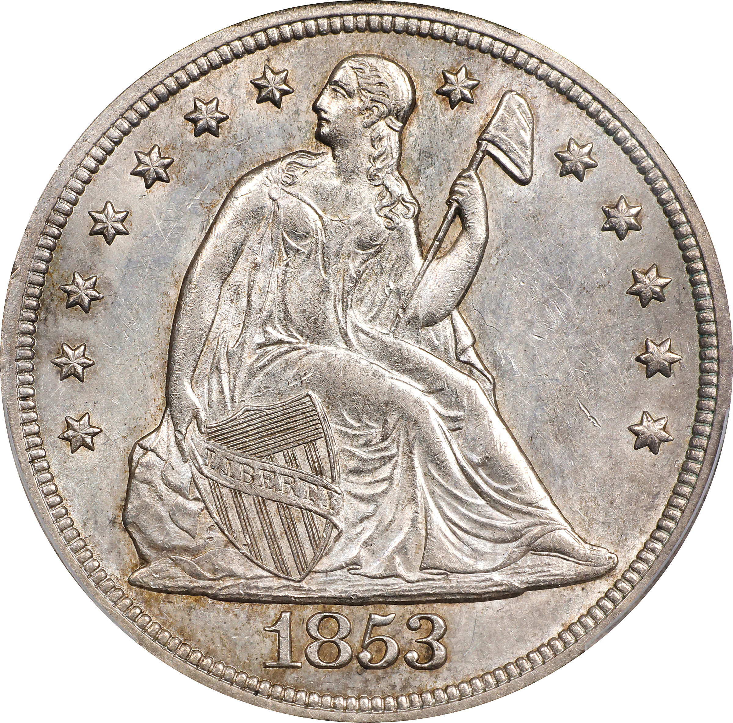 1853 $1 AU58 thumbnail 3