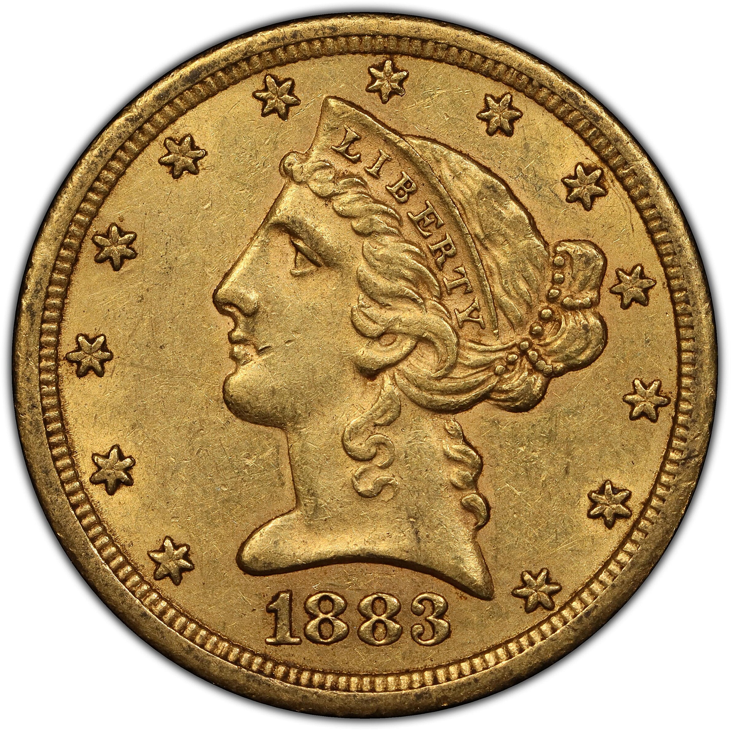 1883-CC Liberty Head Half Eagle. Winter 1-A, the only known dies. AU-58 (PCGS). CAC.