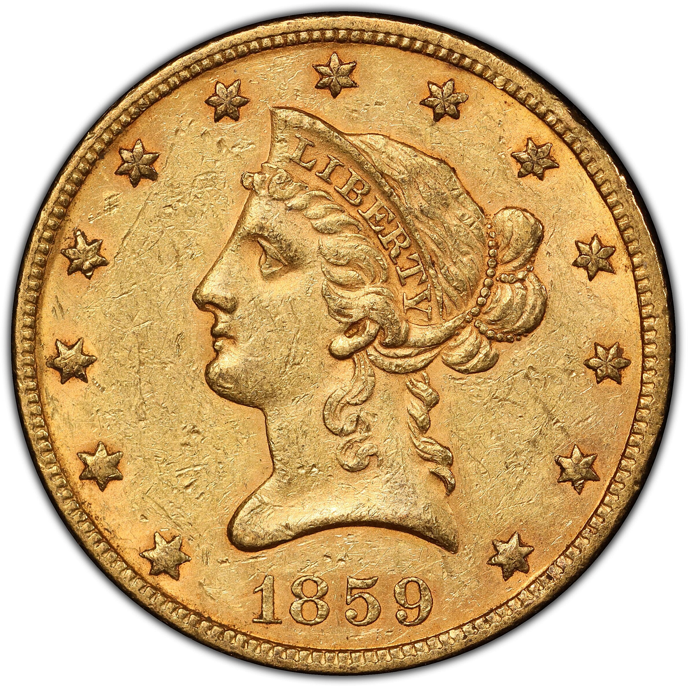 1859 Liberty Head Eagle. AU-58 (PCGS). CAC.