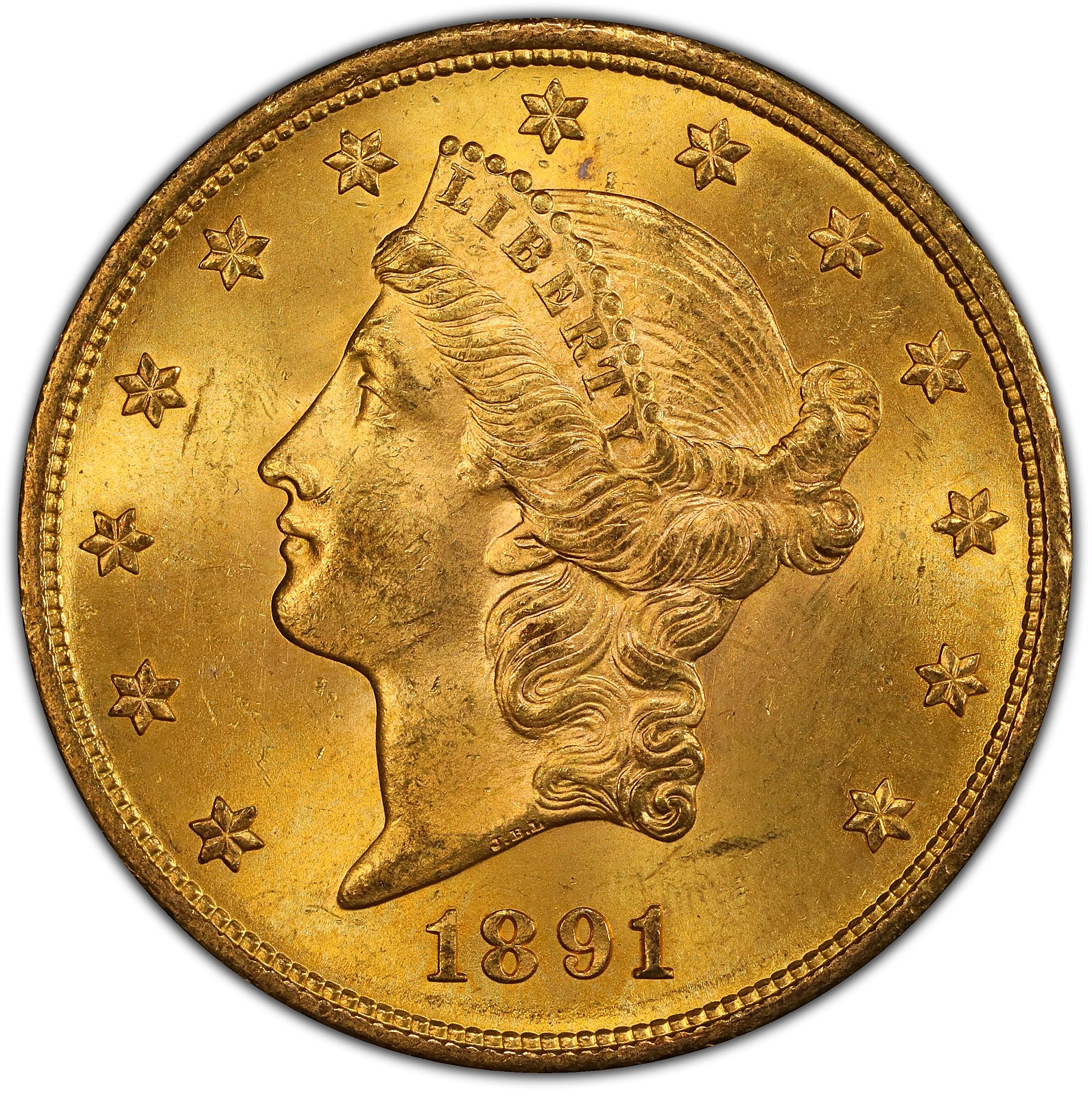 1891-S Liberty Head Double Eagle. MS-65 (PCGS).