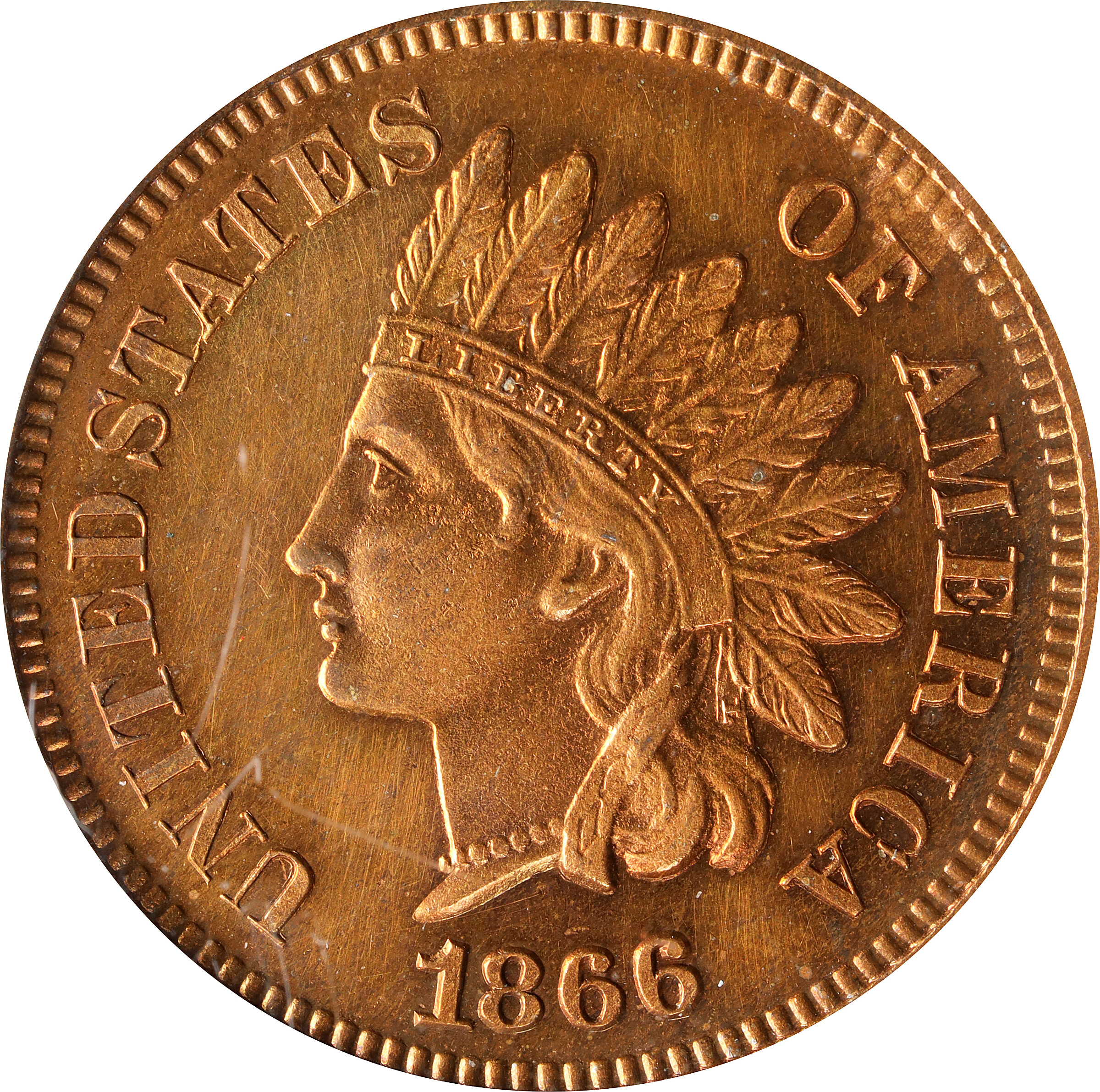 1866 Indian Cent. Proof-62 RD (PCGS).