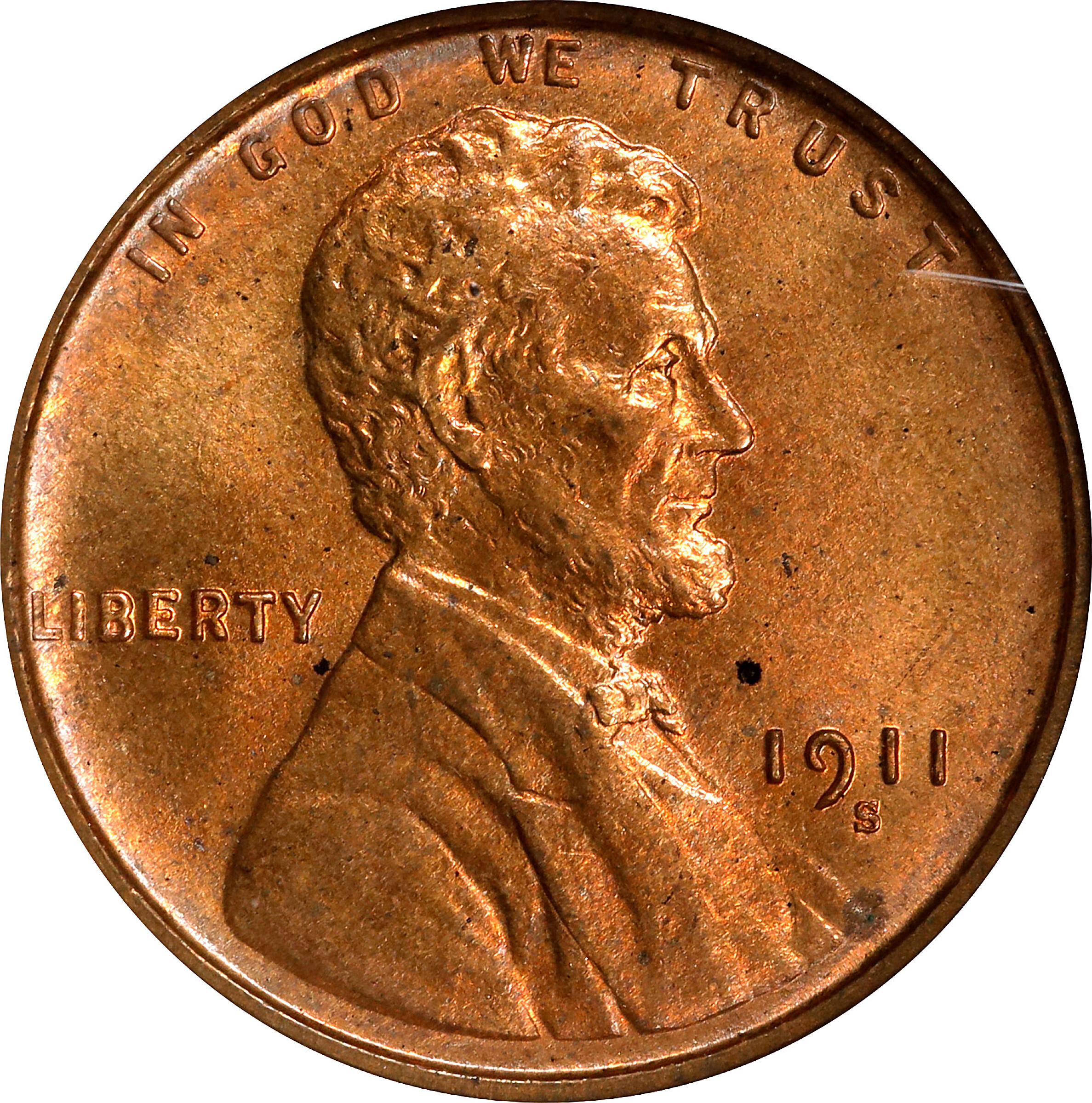 1911-S Lincoln Cent. MS-64 RD (NGC).