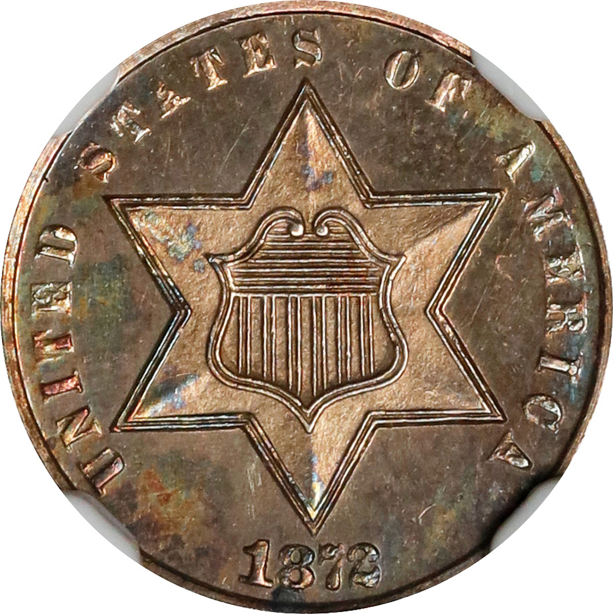 1872 Silver Three-Cent Piece. Proof-62 (NGC).