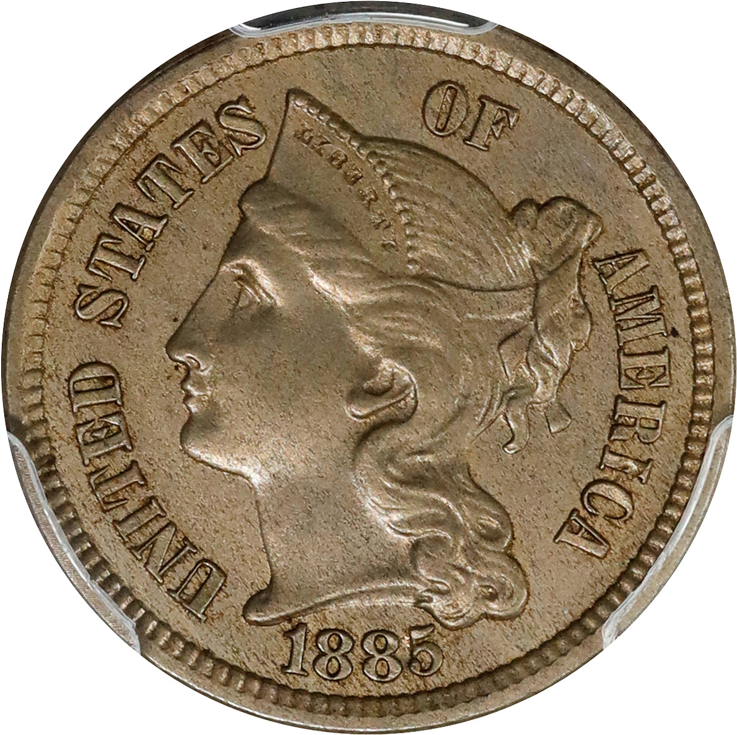 1885 Nickel Three-Cent Piece. Proof-62 (PCGS).