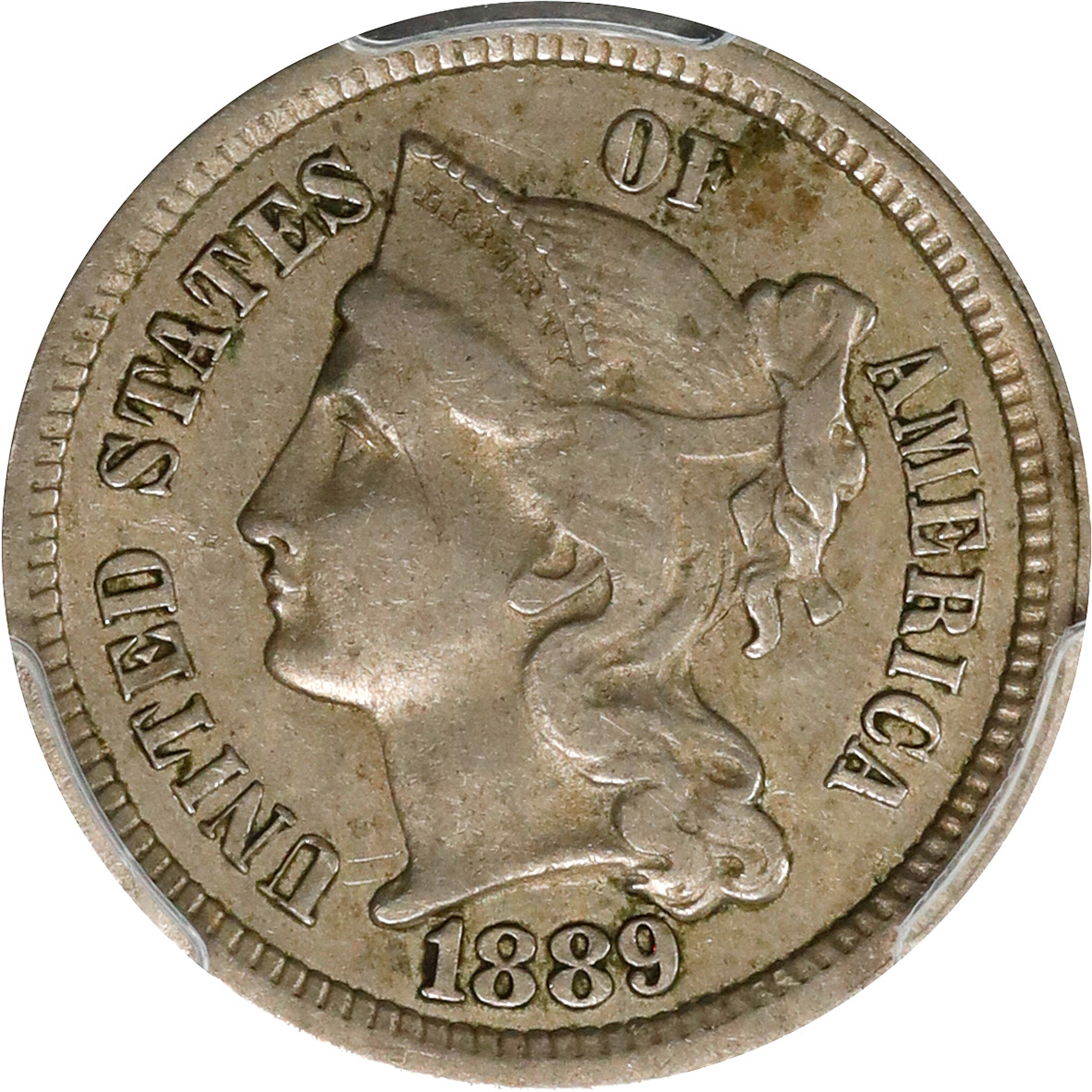 1889 Nickel Three-Cent Piece. Proof-40 (PCGS).