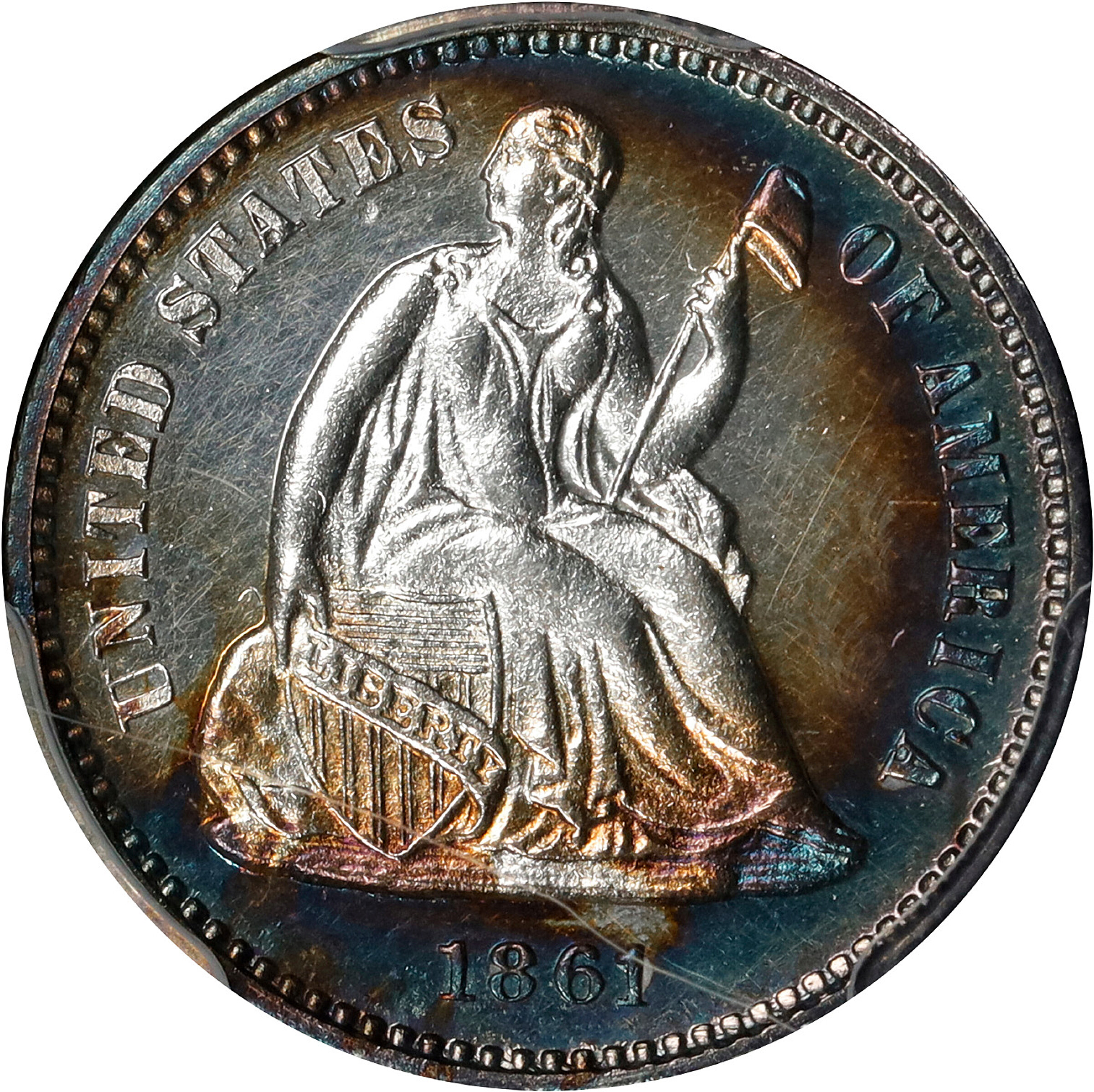 1861 Liberty Seated Half Dime. Proof-63 (PCGS).