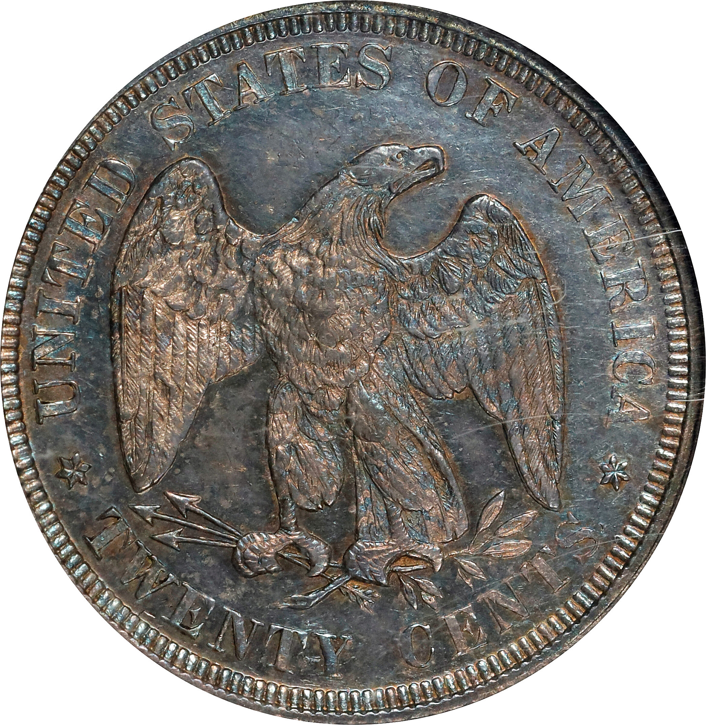 1875 20c AU58 CAC thumbnail 2