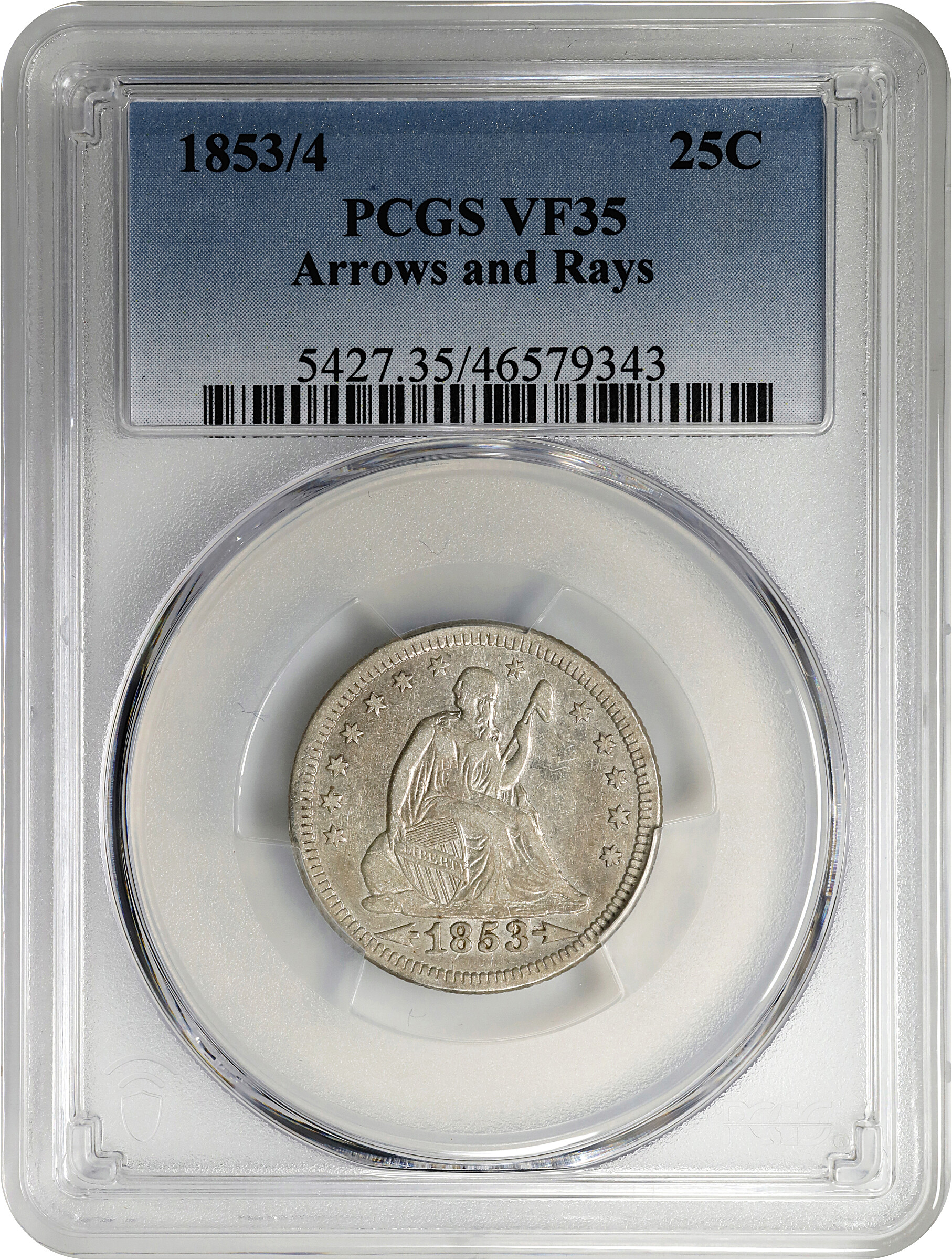 1853/4 25c Arrows & Rays AU55 thumbnail 20