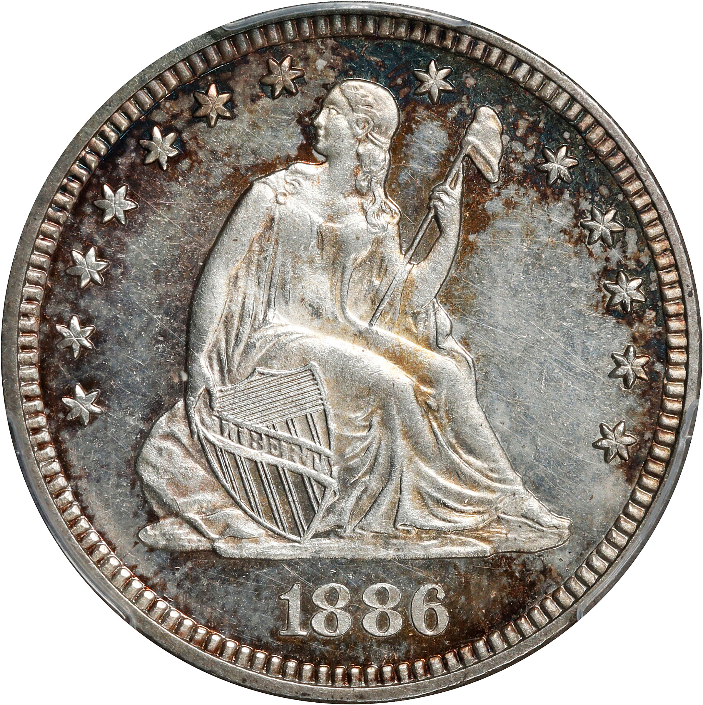 1886 Liberty Seated Quarter. Proof-64 (PCGS).