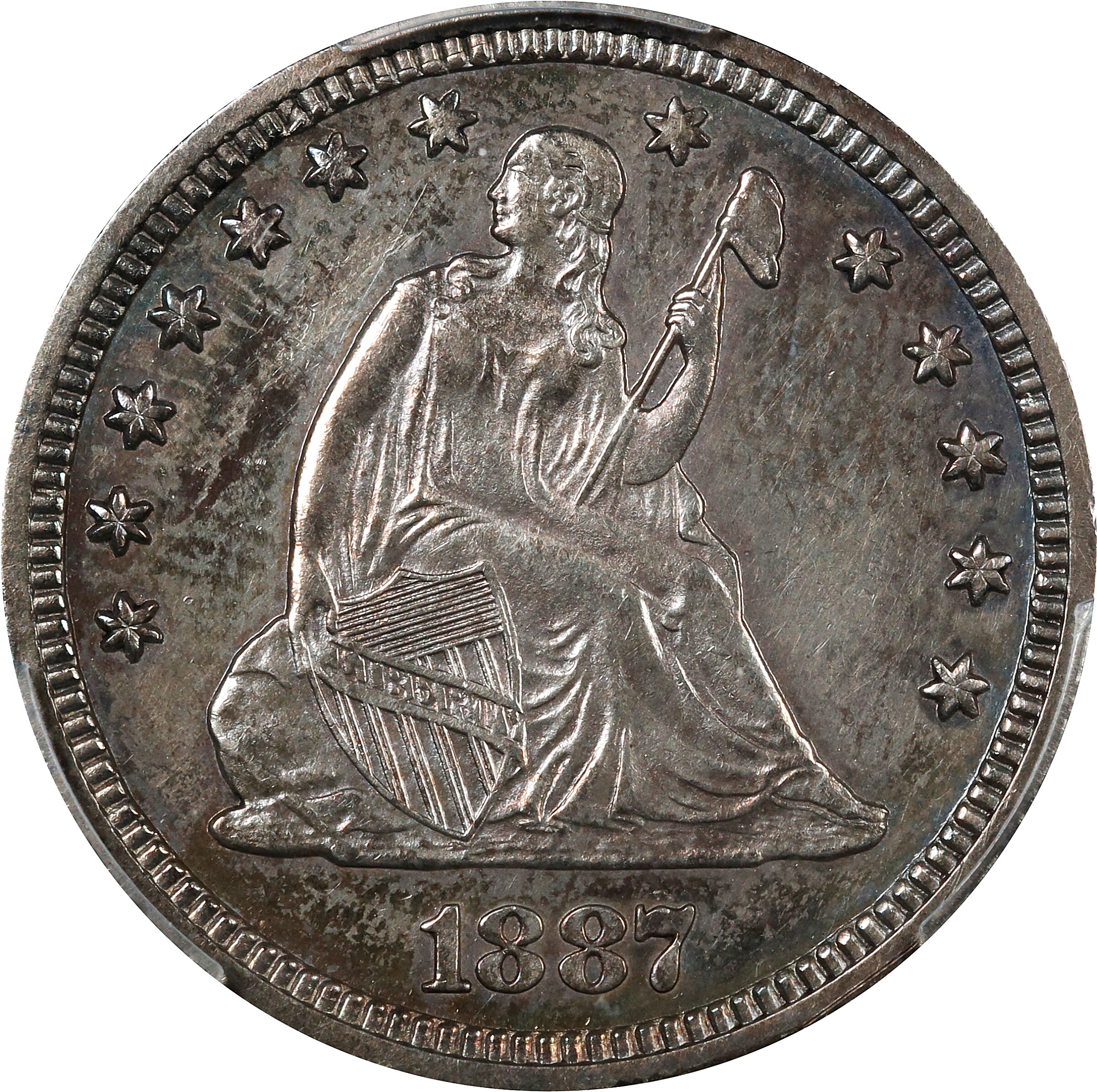 1887 Liberty Seated Quarter. Proof-63 (PCGS).