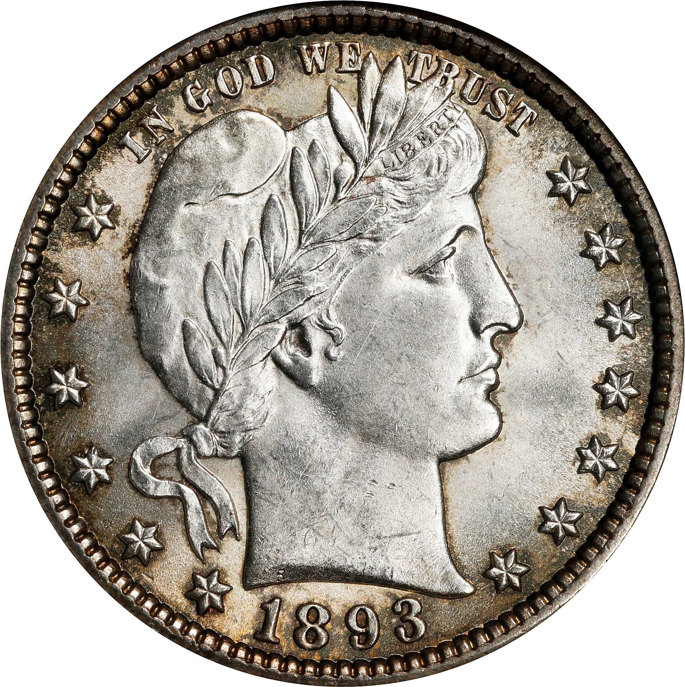 1893-O Barber Quarter. MS-63 (NGC).