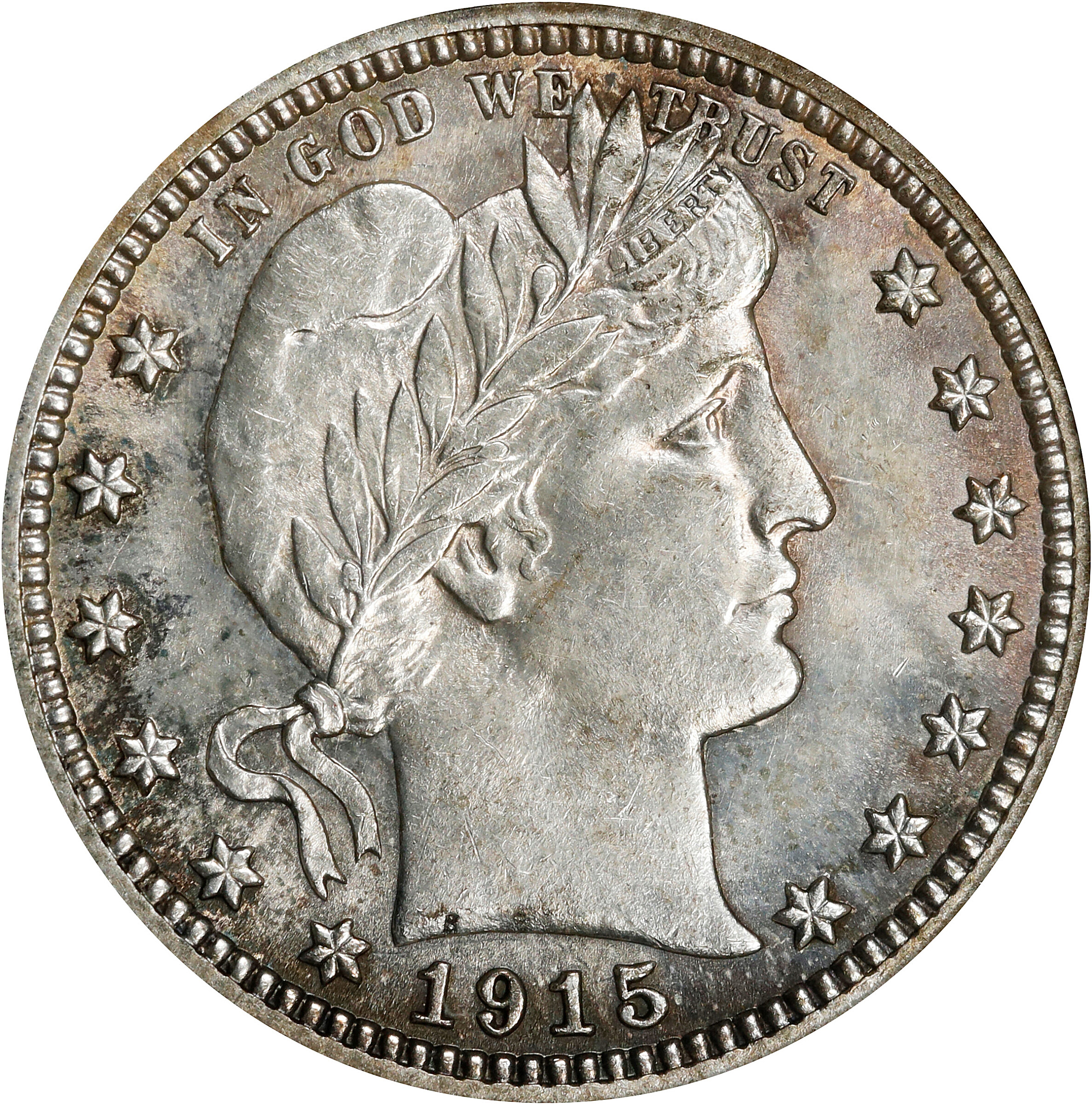1915 Barber Quarter. MS-61 (NGC).