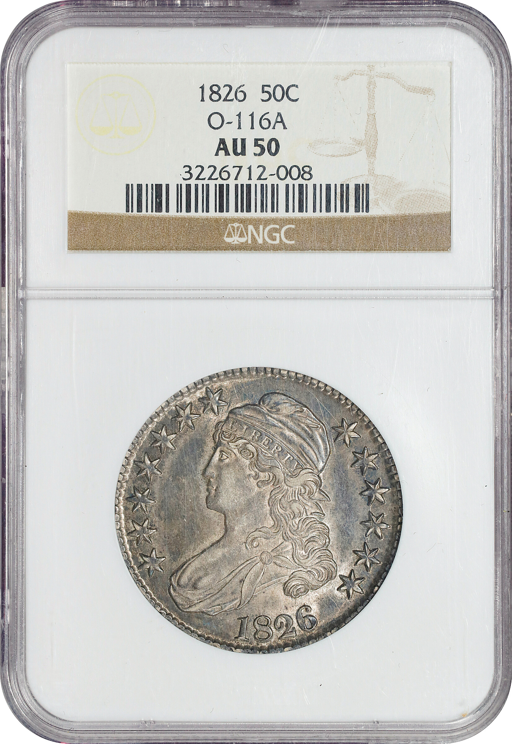 1826 50c O-116a AU50 CAC thumbnail 3