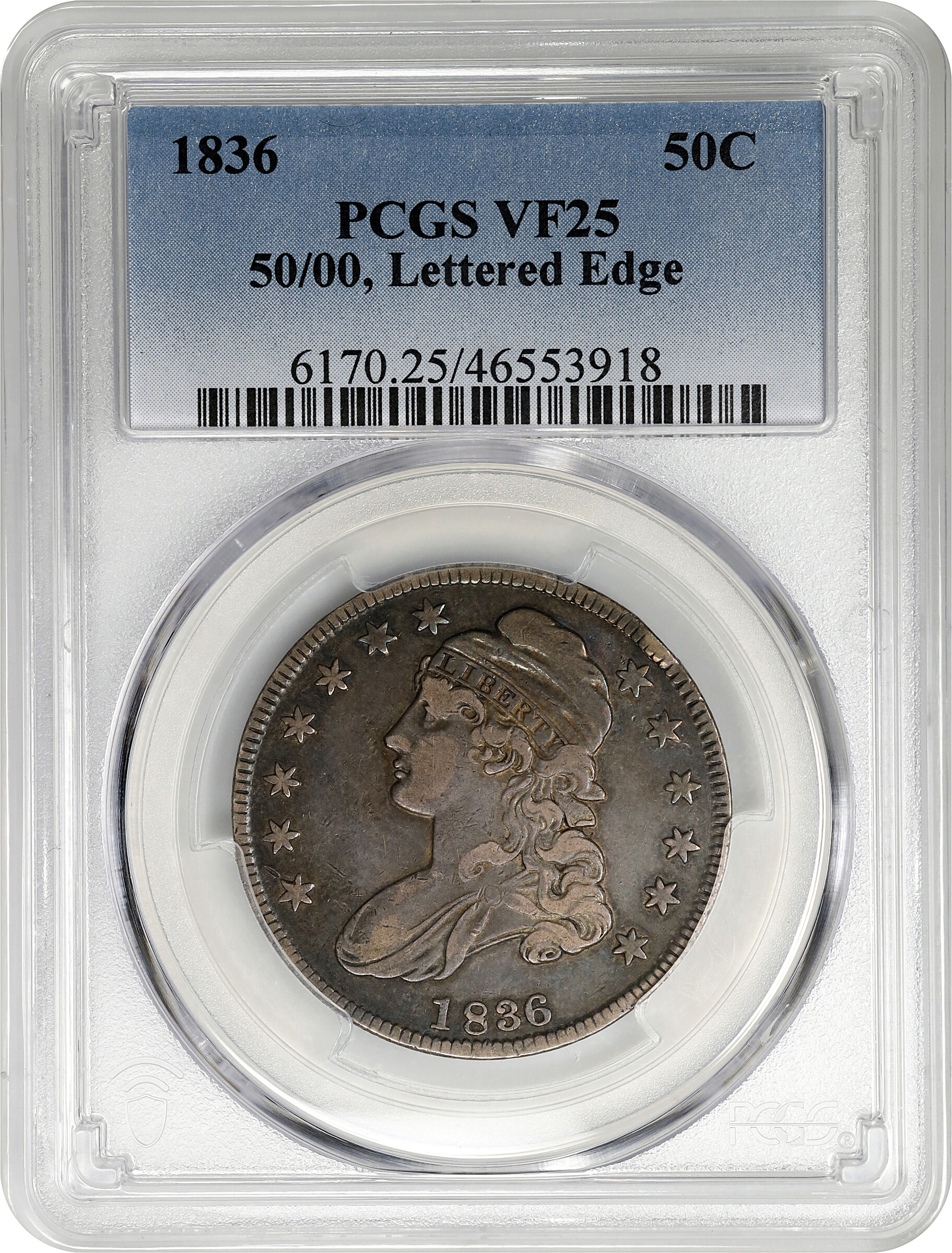 1836 50c Lettered Edge, 50/00 VG10 thumbnail 24