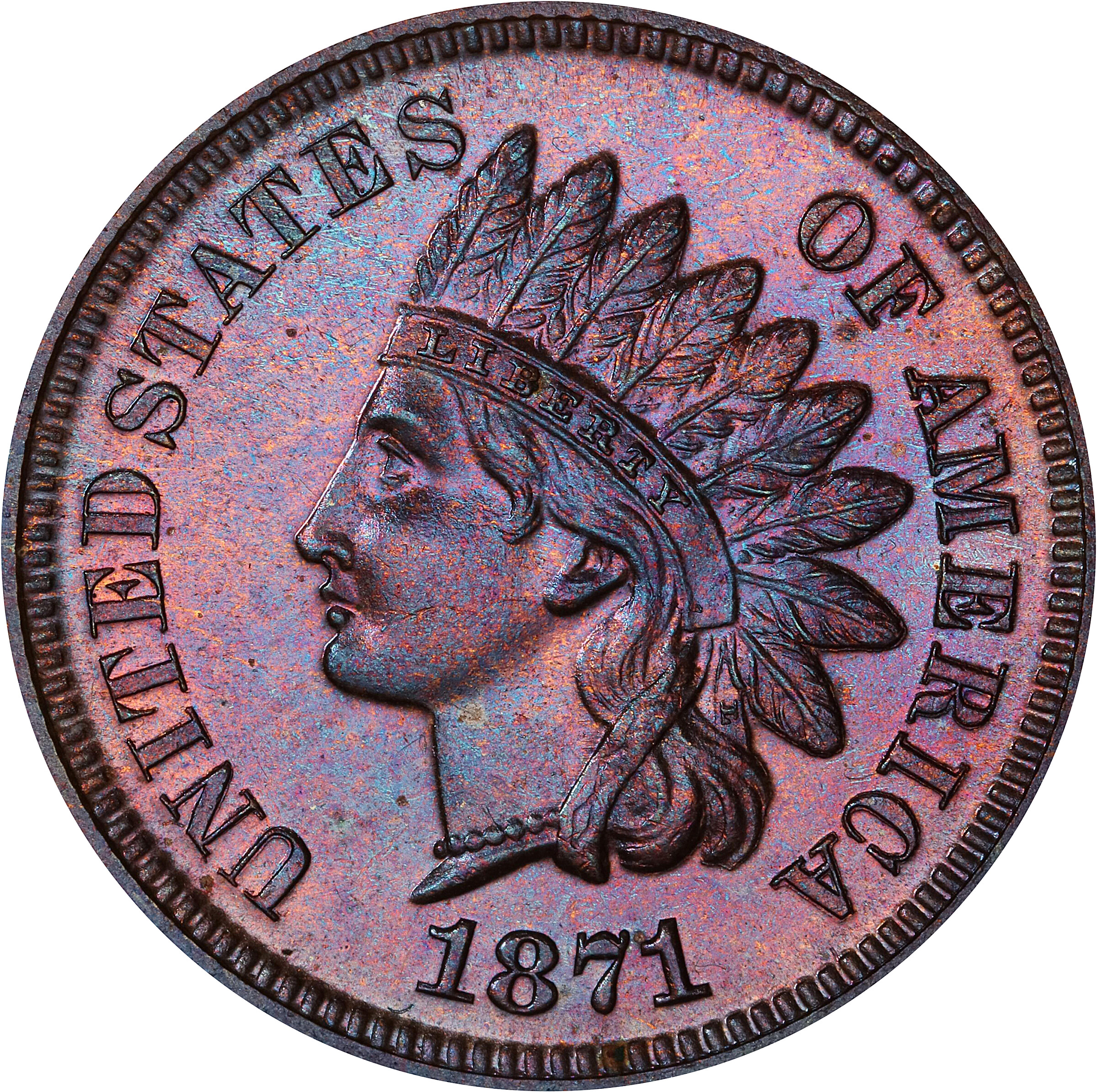 1871 Indian Cent. Proof-65 BN (PCGS). CAC.