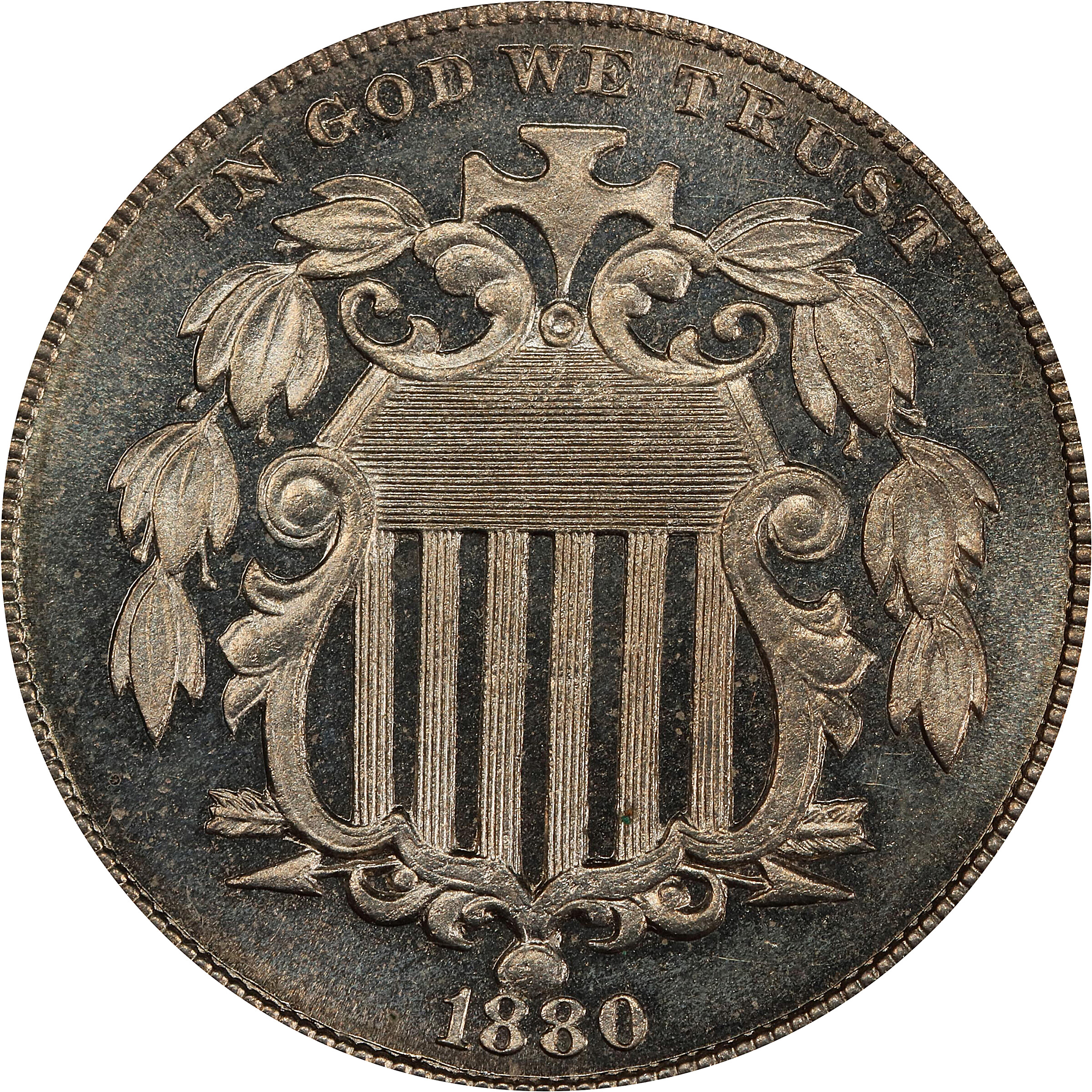 1880 Shield Nickel. Proof-65 Cameo (PCGS).