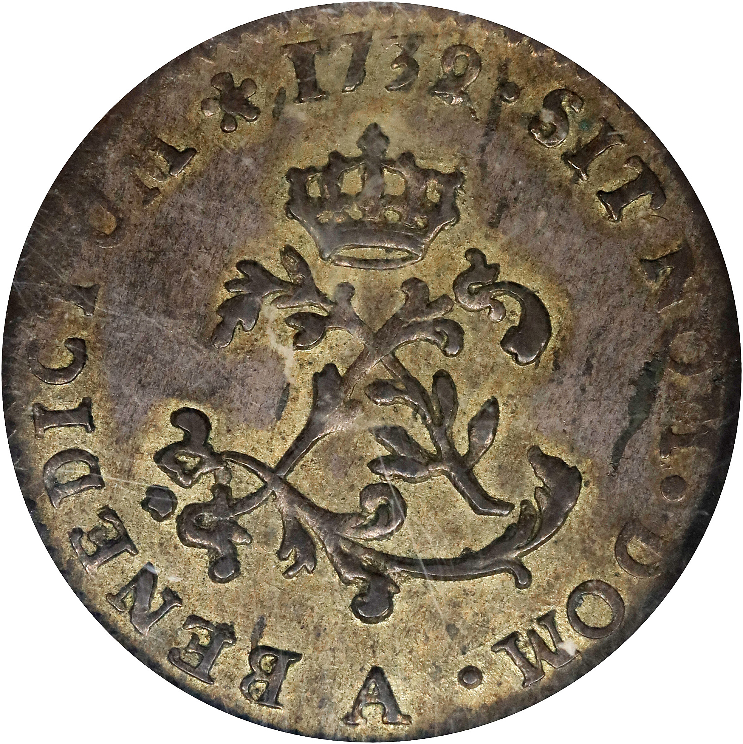 1739-A Sou Marque. Paris Mint. Vlack-17b. Rarity-6. Second Semester. AU-58 (NGC).