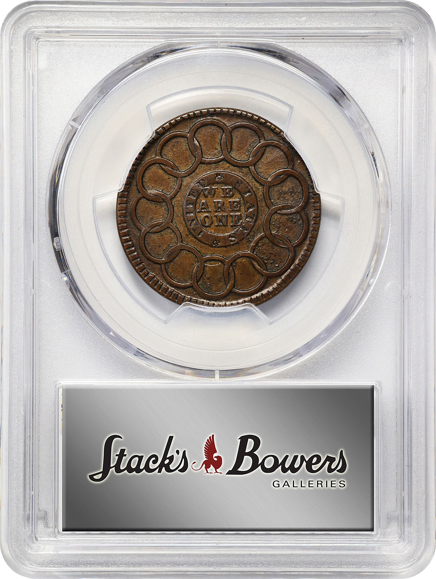1787 Fugio 1c New Haven Restrike, Brass XF45 CAC thumbnail 4