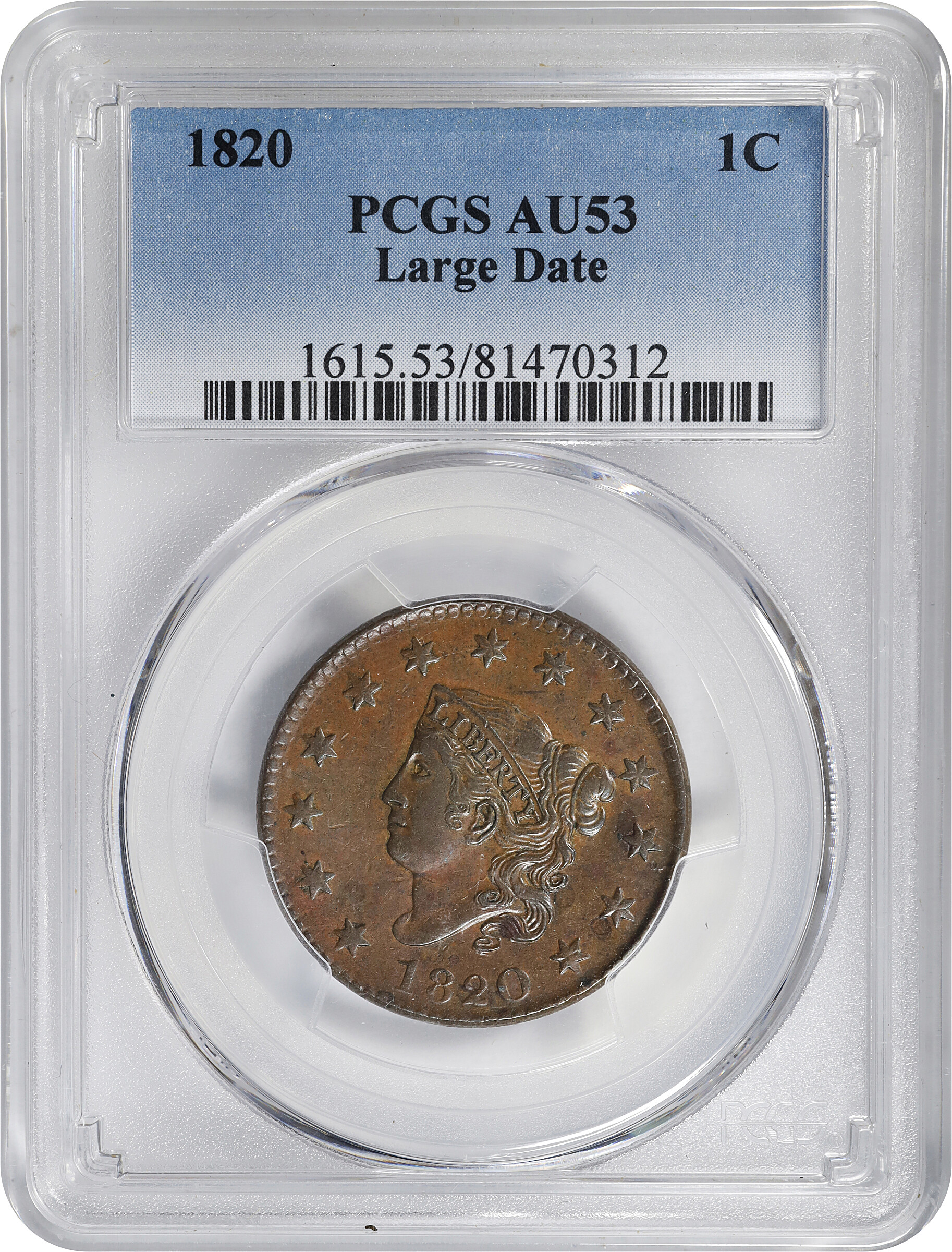 1820 1c Large Date MS BN AU53 BN thumbnail 3