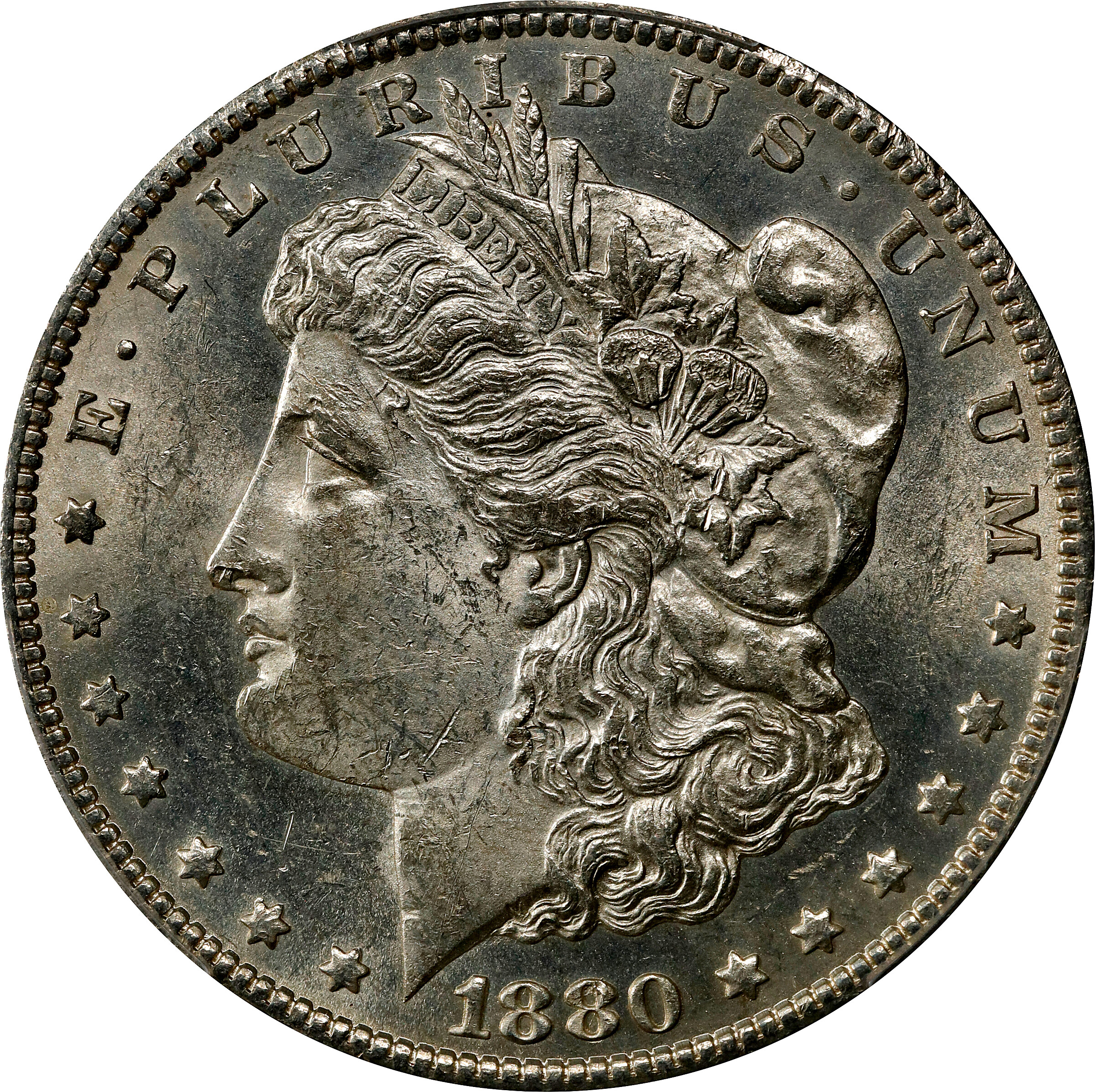 1880-CC Morgan Silver Dollar. VAM-5. Top 100 Variety. 8/High 7. MS-60 (PCGS).