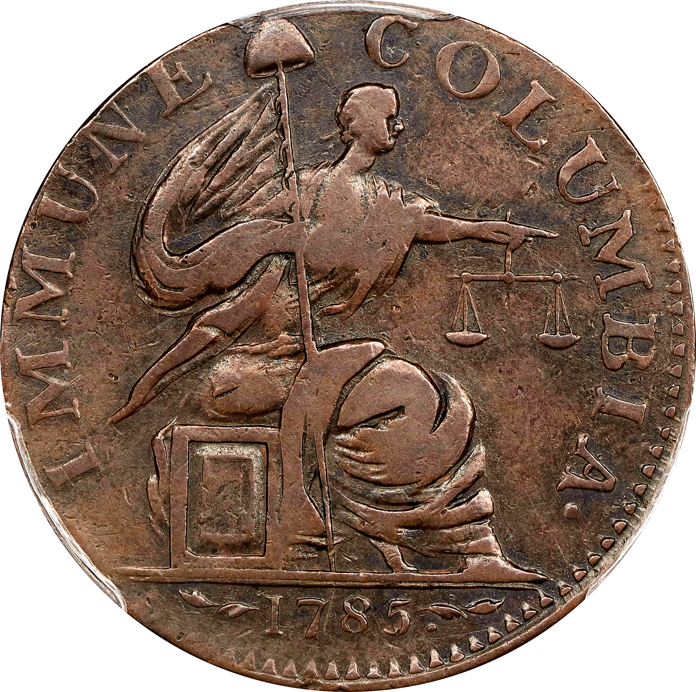 1785 Immune Columbia / Nova Constellatio. W-1990, Breen-1122. Rarity-8. Copper. Blunt Rays, CONSTELATIO. EF-40 (PCGS).