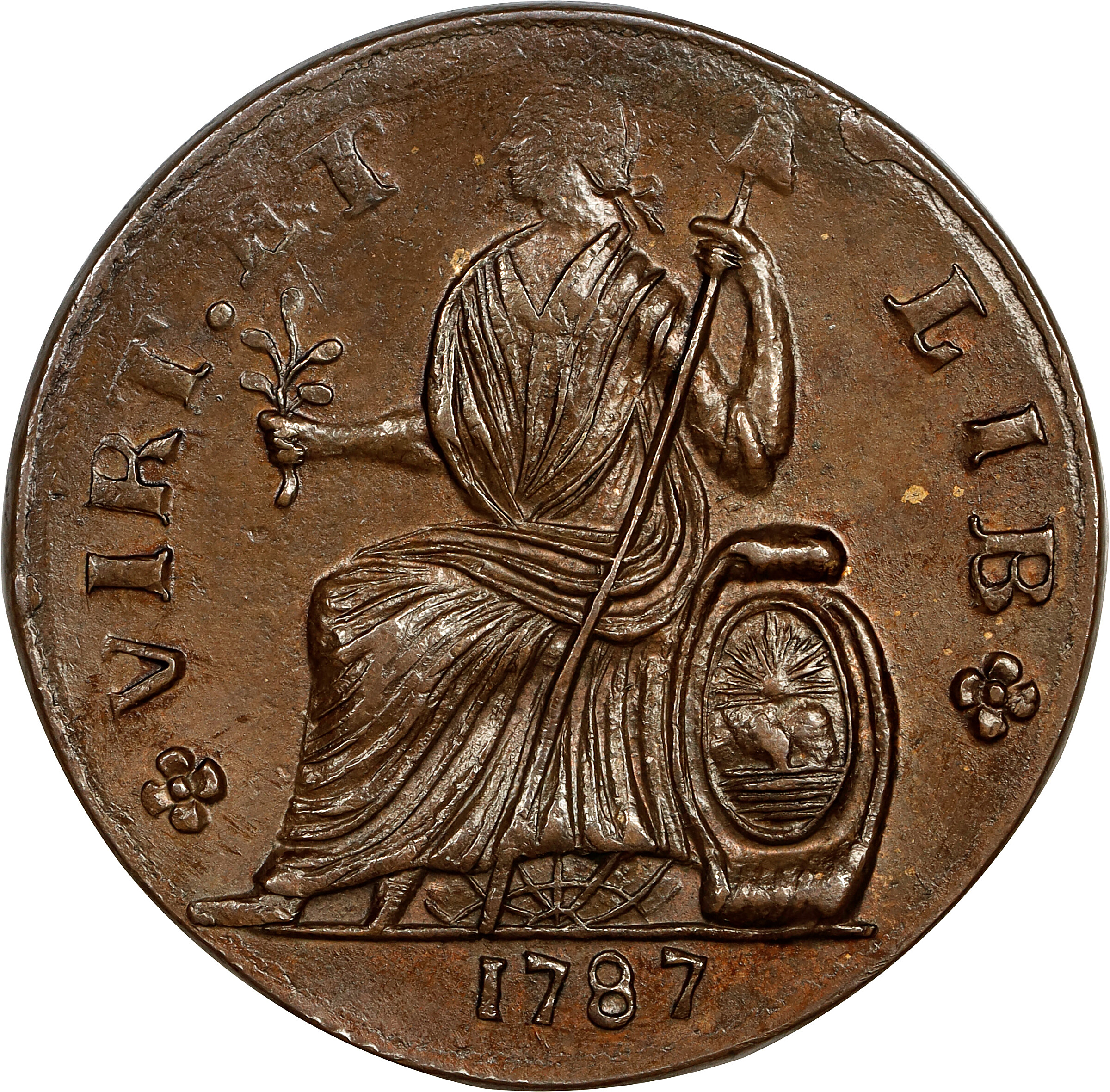 1787 Copper Nova Eborac, Seated Left MS BN AU53 BN thumbnail 17