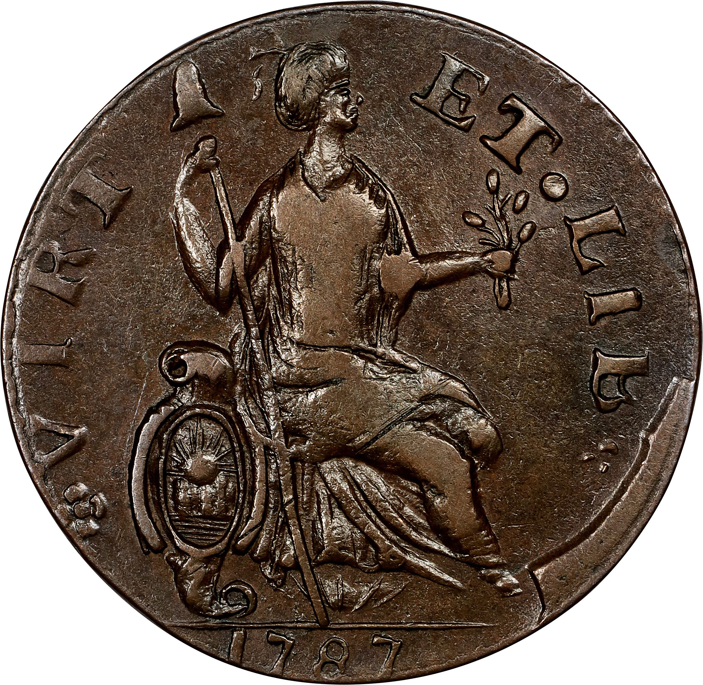 1787 Copper Nova Eborac, Seated Right MS BN MS60 BN thumbnail 18