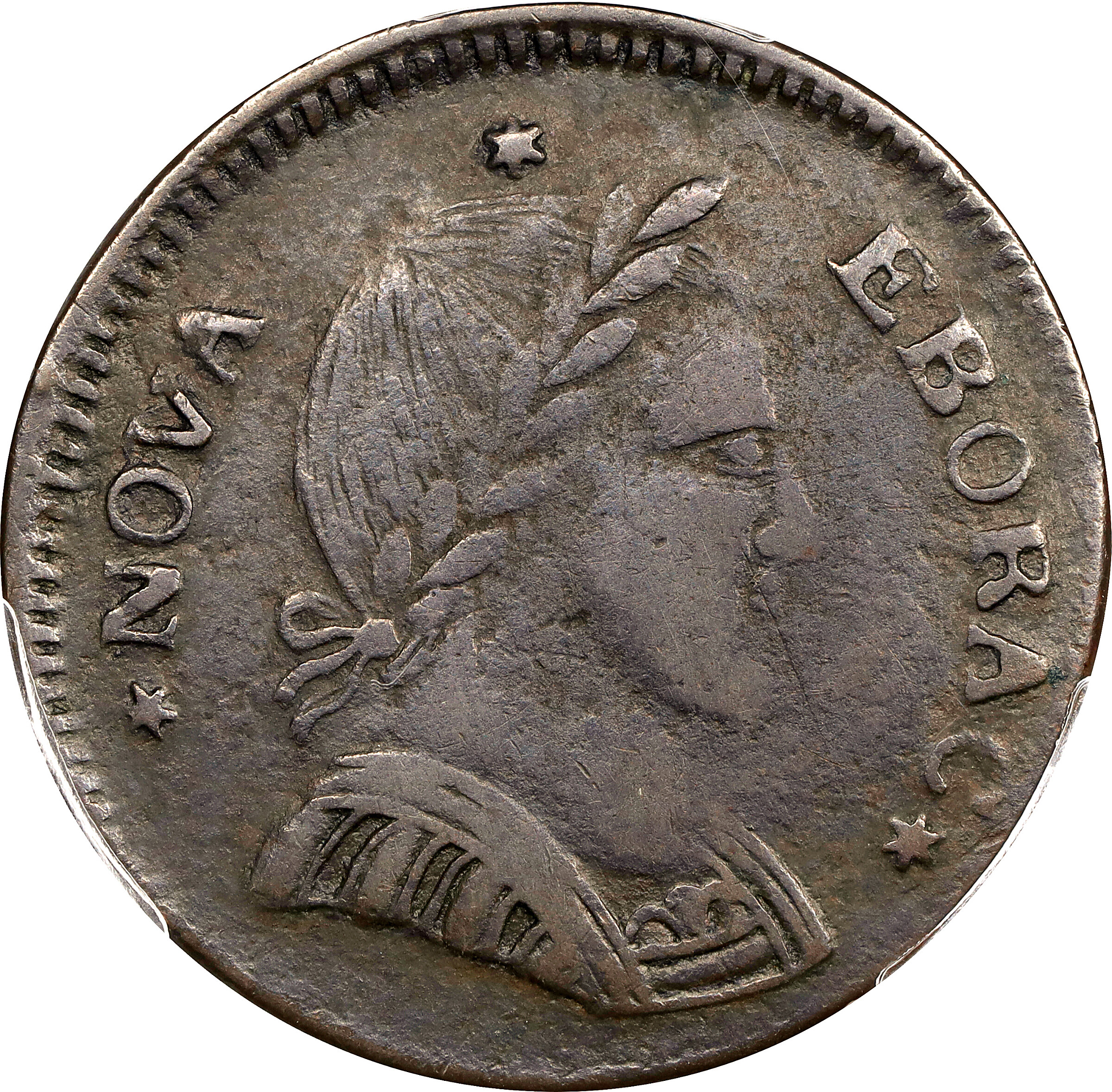 1787 Nova Eborac Copper. W-5765, Breen-988. Rarity-6+. Small Head. VF-30 (PCGS).