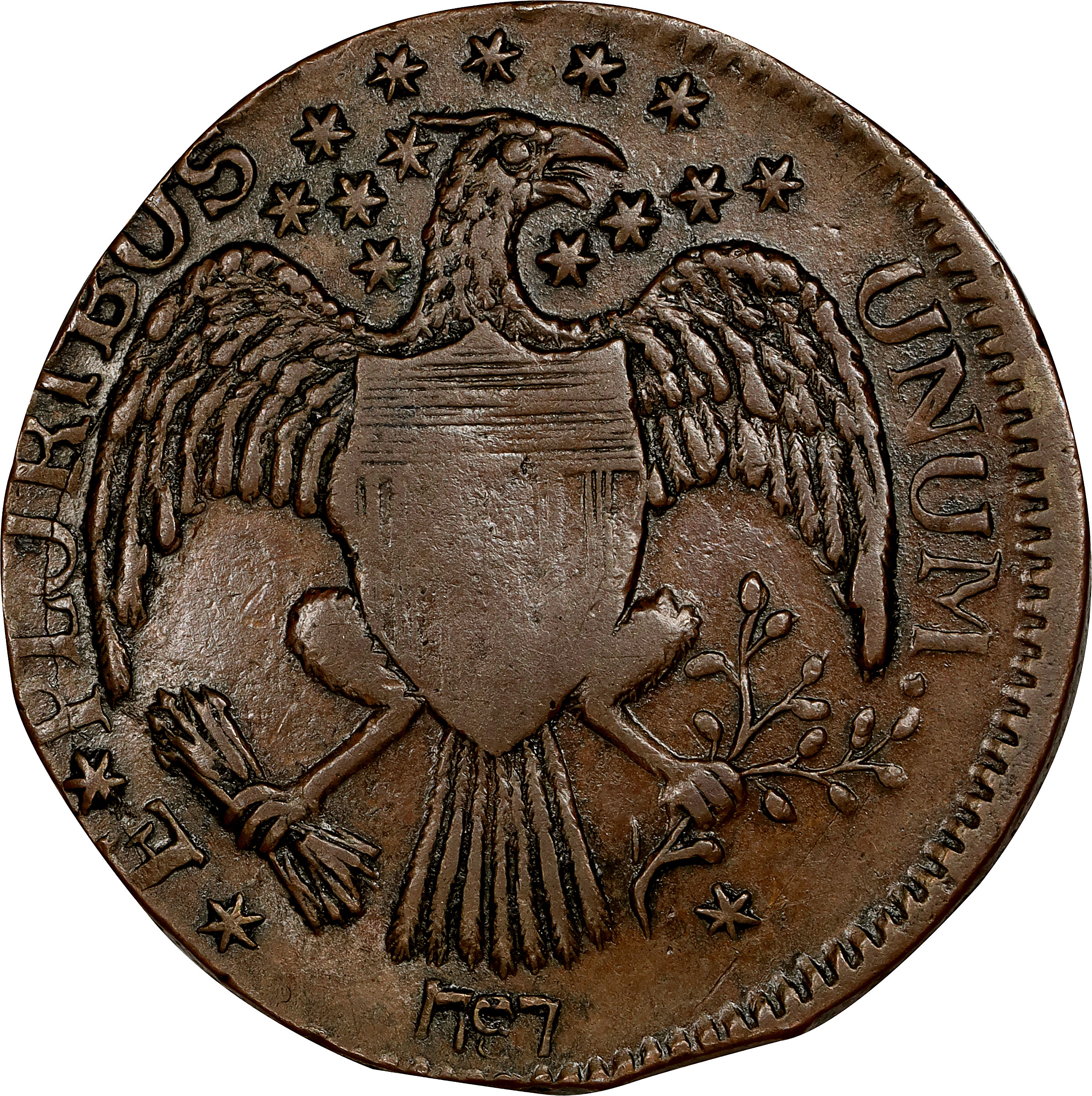 1787 Copper New York, Excelsior, Transposed Arrows MS BN VF35 BN thumbnail 10