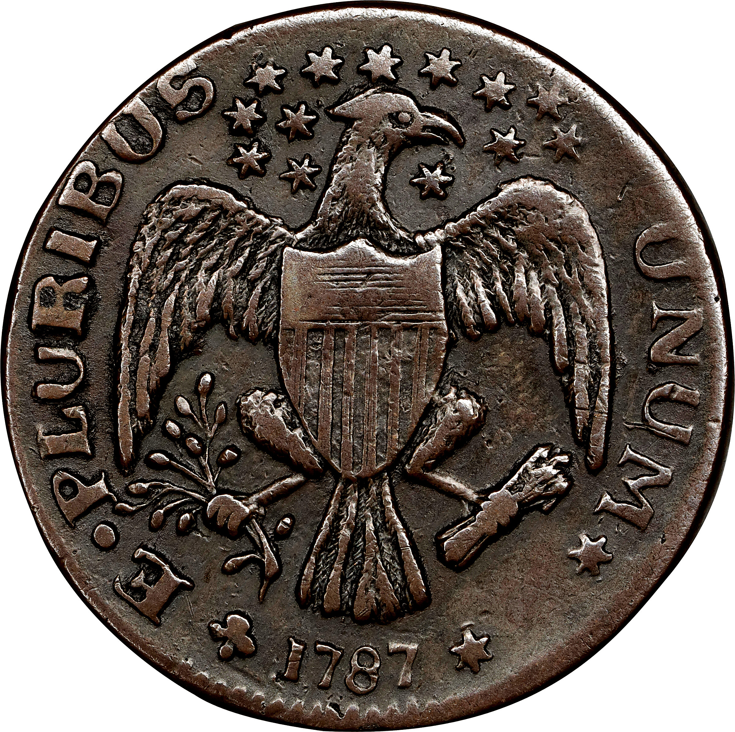 1787 Copper New York, Excelsior, Eagle Right MS BN F15 BN thumbnail 16