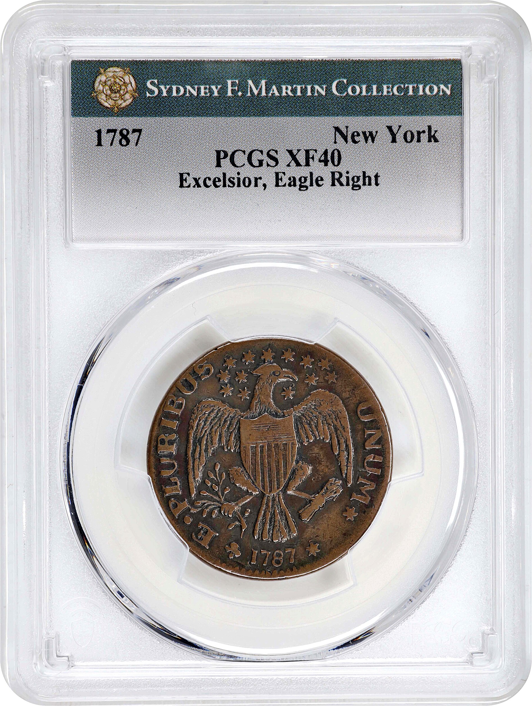 1787 Copper New York, Excelsior, Eagle Right MS BN F15 BN thumbnail 17