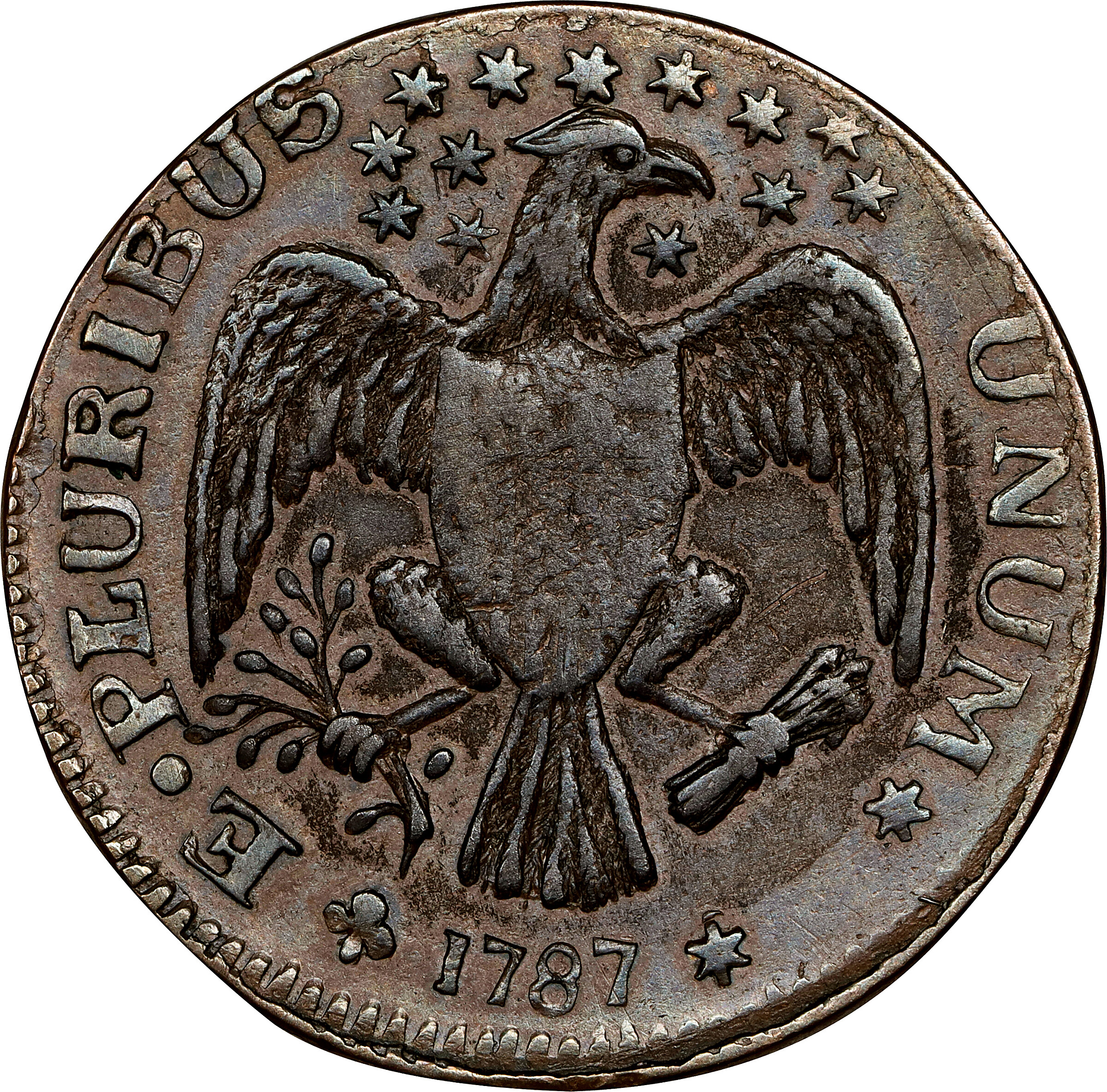 1787 Copper New York, Excelsior, Eagle Left MS BN XF45 BN thumbnail 3