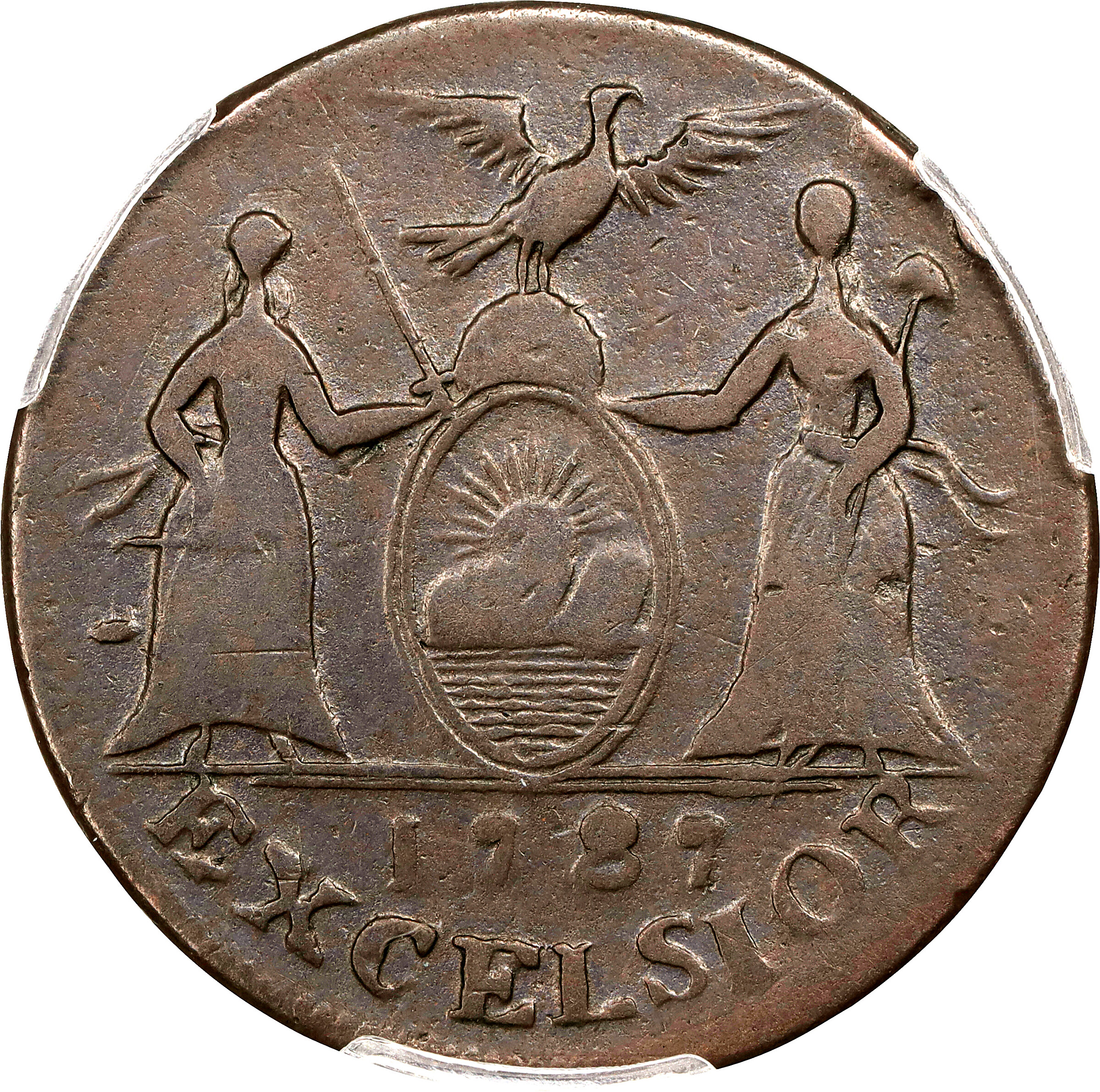 1787 Copper New York, Excelsior, Indian and NY Arms MS BN F15 BN thumbnail 24