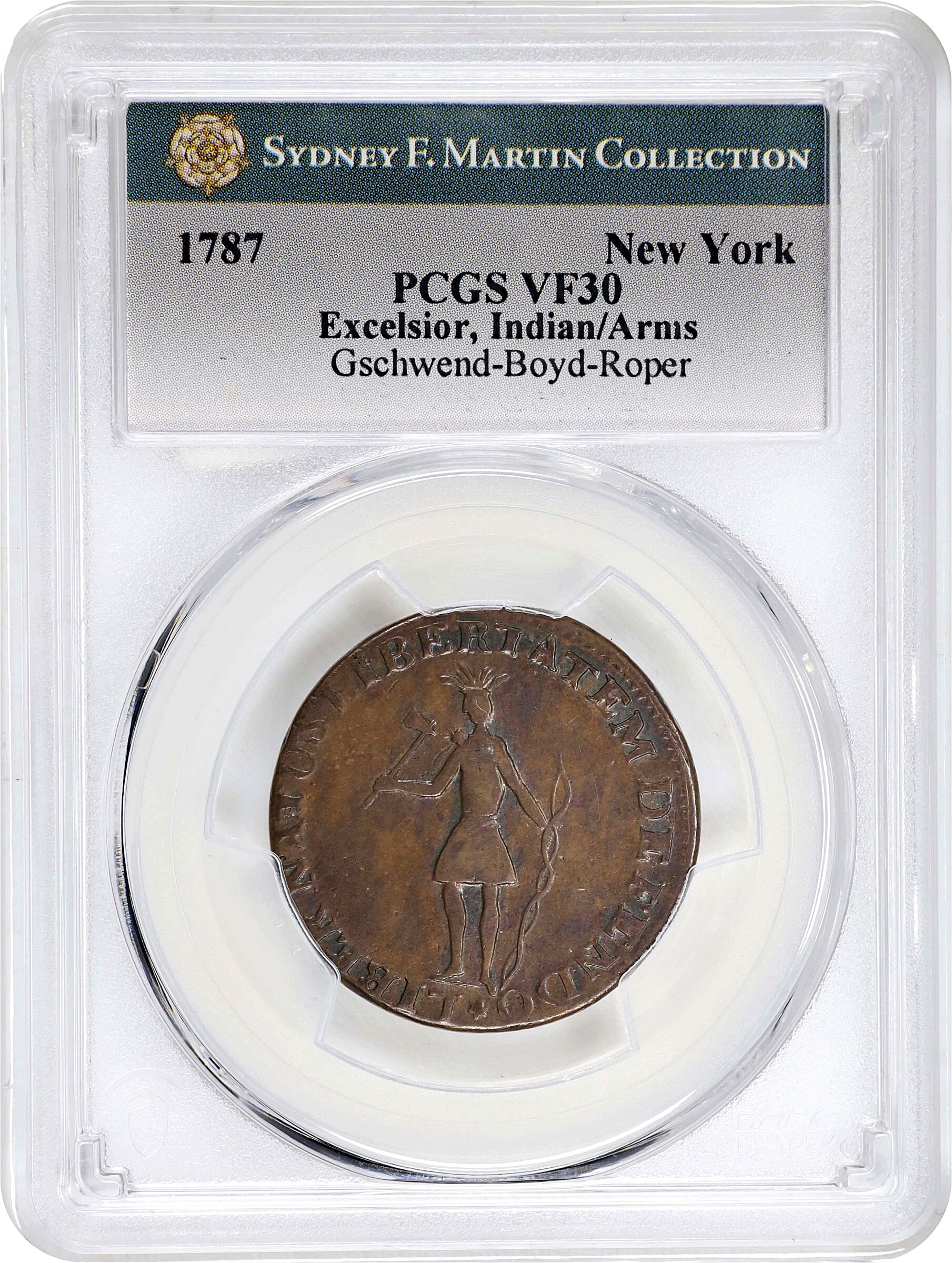 1787 Copper New York, Excelsior, Indian and NY Arms MS BN F15 BN thumbnail 25