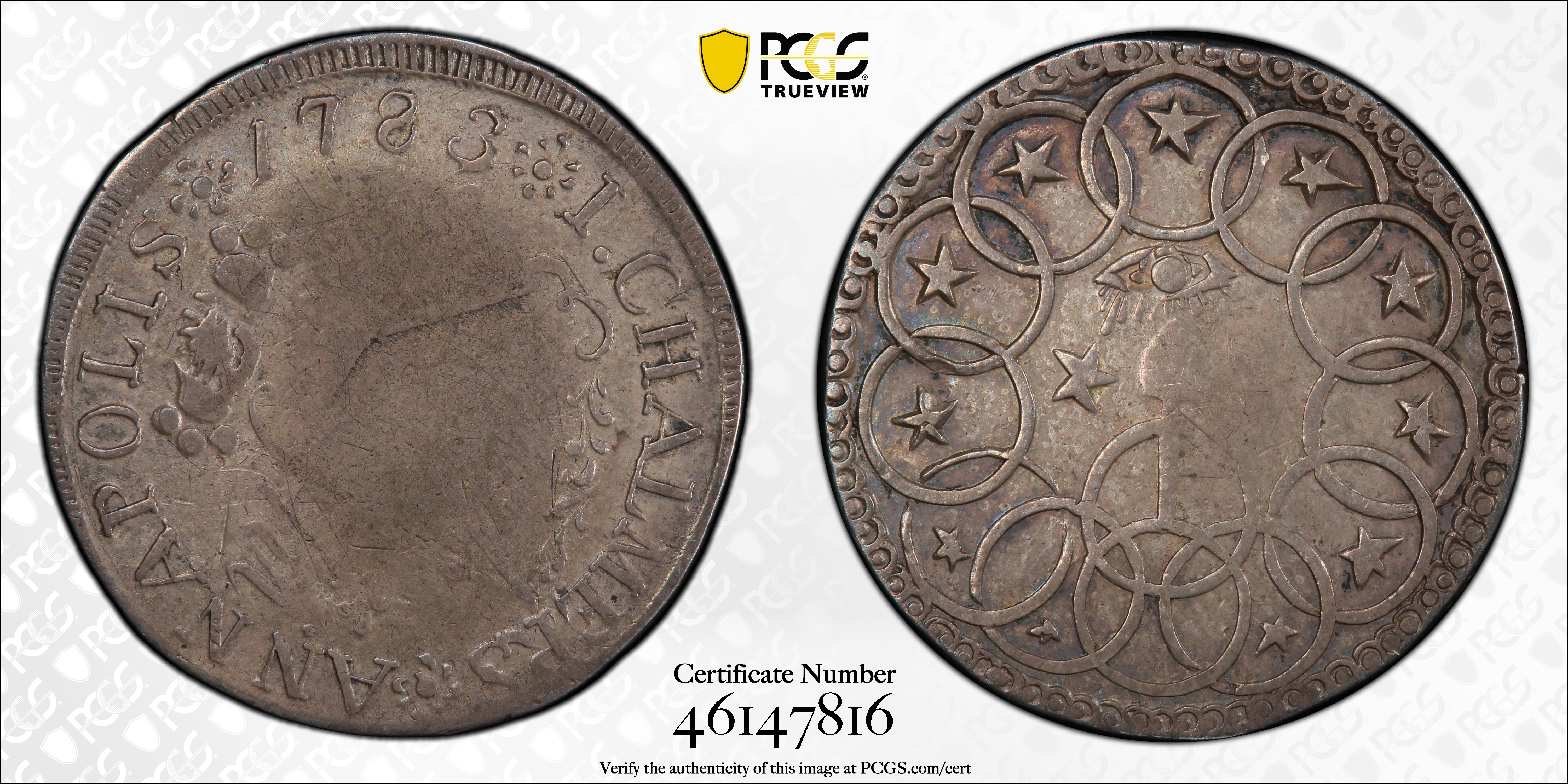 1783 Shilling Chalmers, Rings MS thumbnail 5